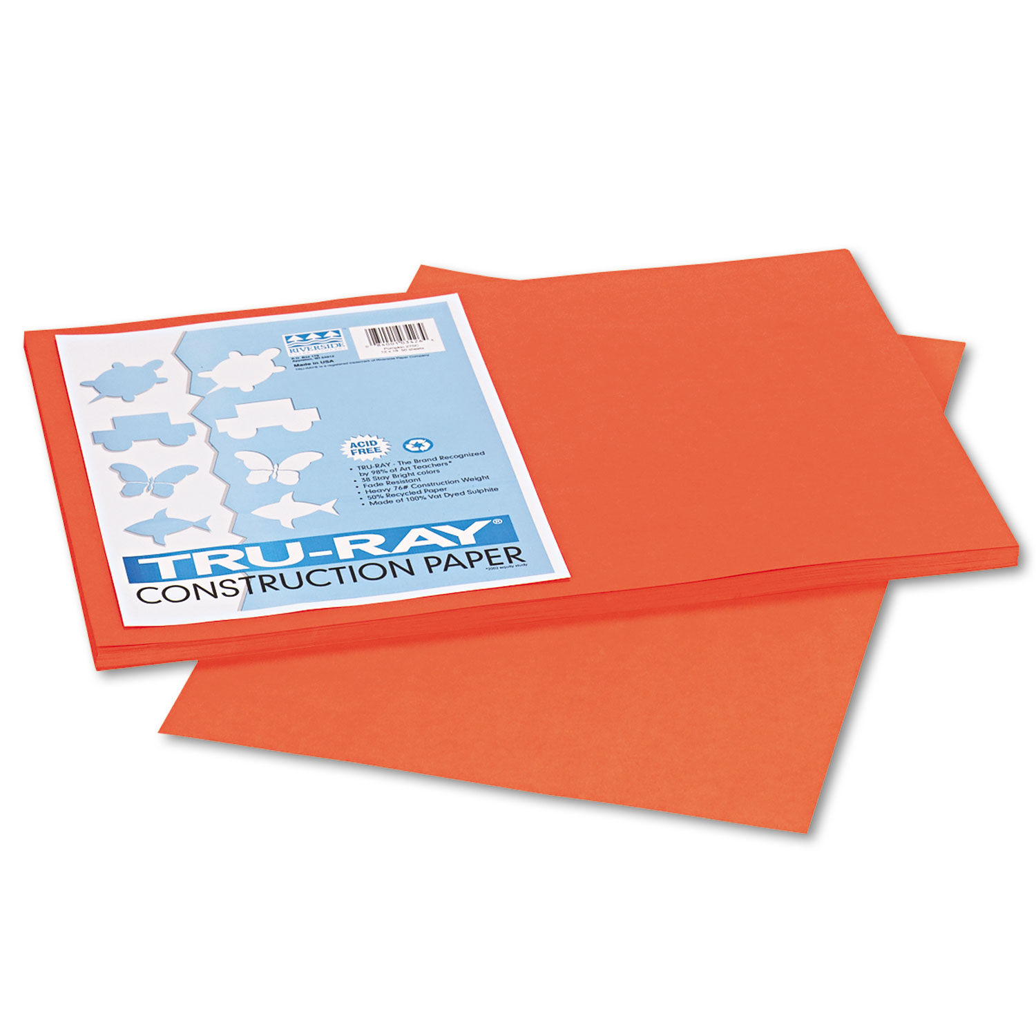  Pacon 103426 Tru-Ray Construction Paper, 76lb, 12 x 18, Pumpkin, 50/Pack (PAC103426) 