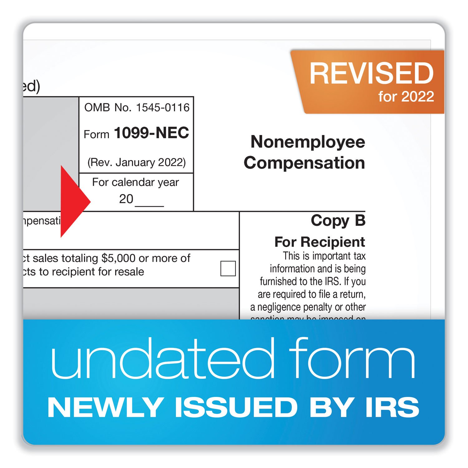 Adams® 5Part 1099NEC Online Tax Kit, Fiscal Year 2022, FivePart