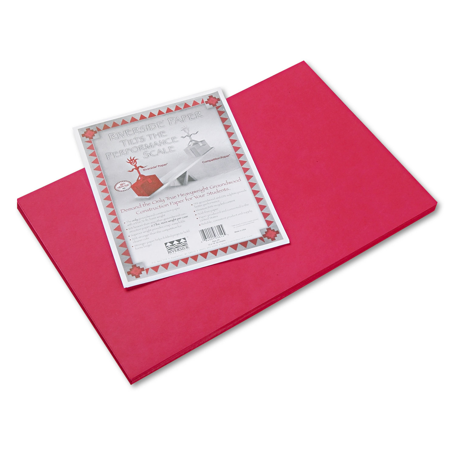 Pacon 103614 Riverside Construction Paper, 76lb, 12 x 18, Red, 50/Pack (PAC103614) 