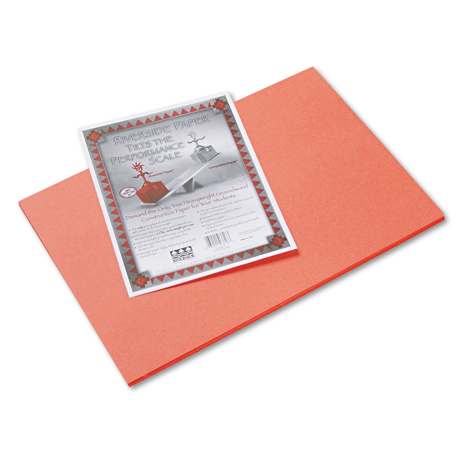  Pacon 103618 Riverside Construction Paper, 76lb, 12 x 18, Orange, 50/Pack (PAC103618) 