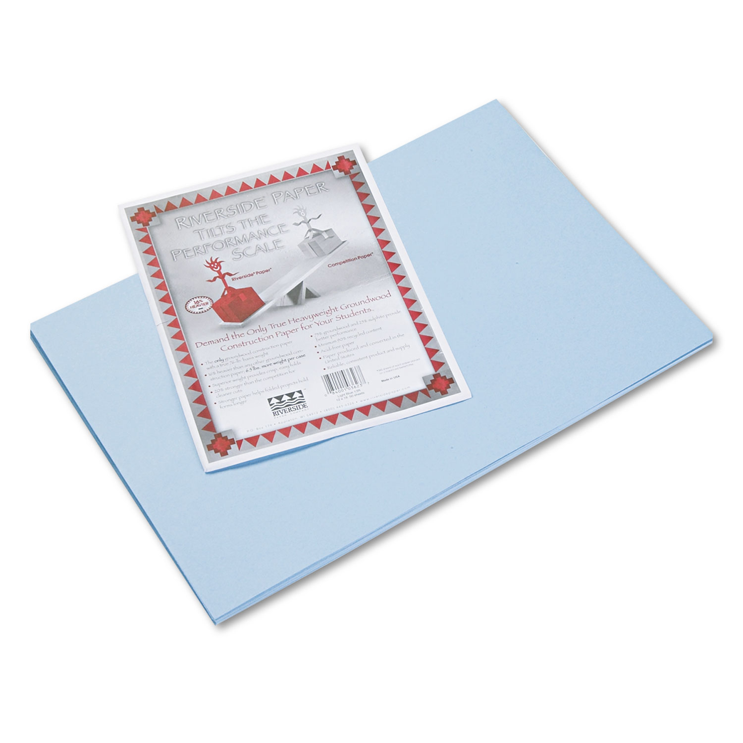  Pacon 103623 Riverside Construction Paper, 76lb, 12 x 18, Light Blue, 50/Pack (PAC103623) 