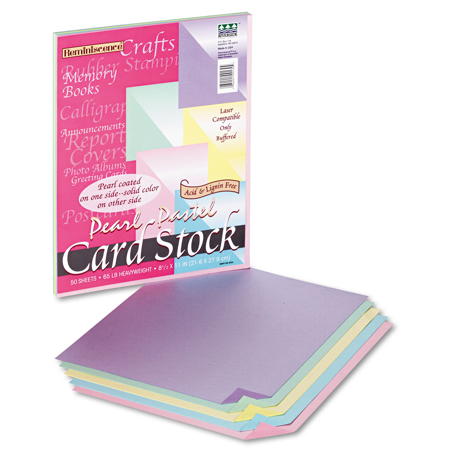  Pacon 09130 Reminiscence Card Stock, 65lb, 8.5 x 11, Assorted Pastel Pearl Colors, 50/Pack (PAC109130) 