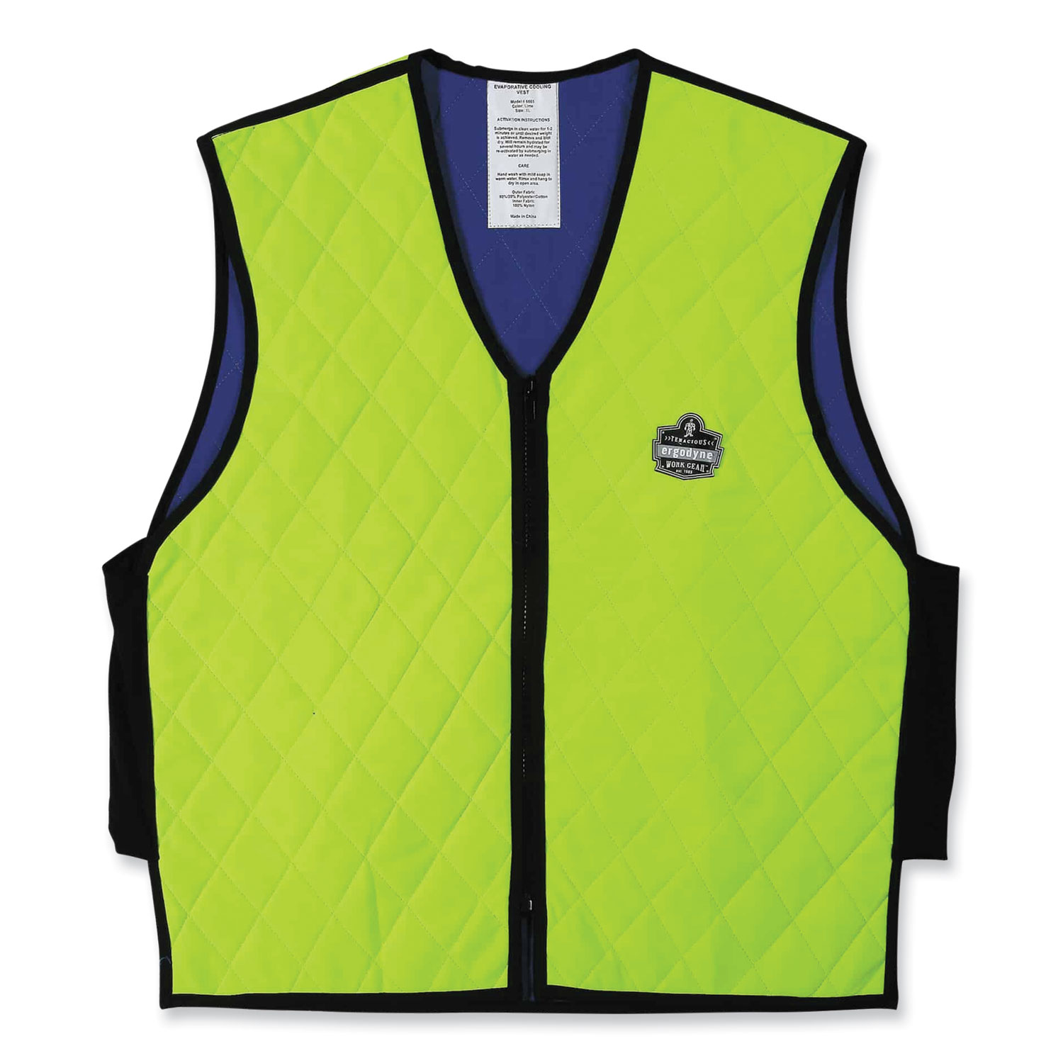 Chill-Its 6665 Embedded Polymer Cooling Vest with Zipper, Nylon/Polymer, Medium, Lime