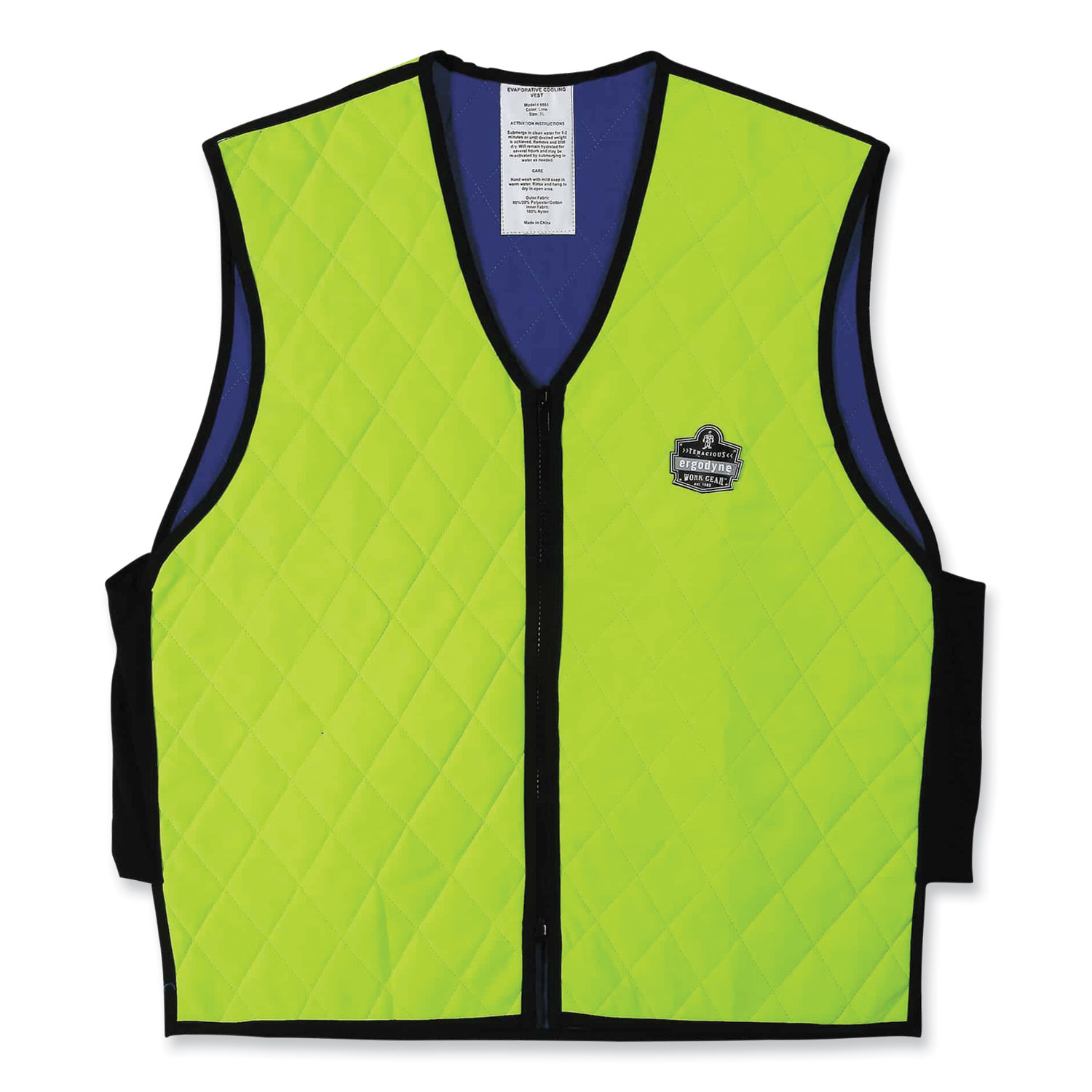 Chill-Its 6665 Embedded Polymer Cooling Vest with Zipper, Nylon/Polymer, 2X-Large, Lime