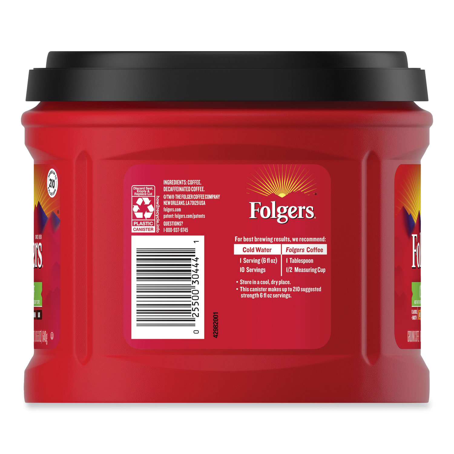 Folgers® Coffee Half Caff 226 Oz Canister Tarheel Paper Company 
