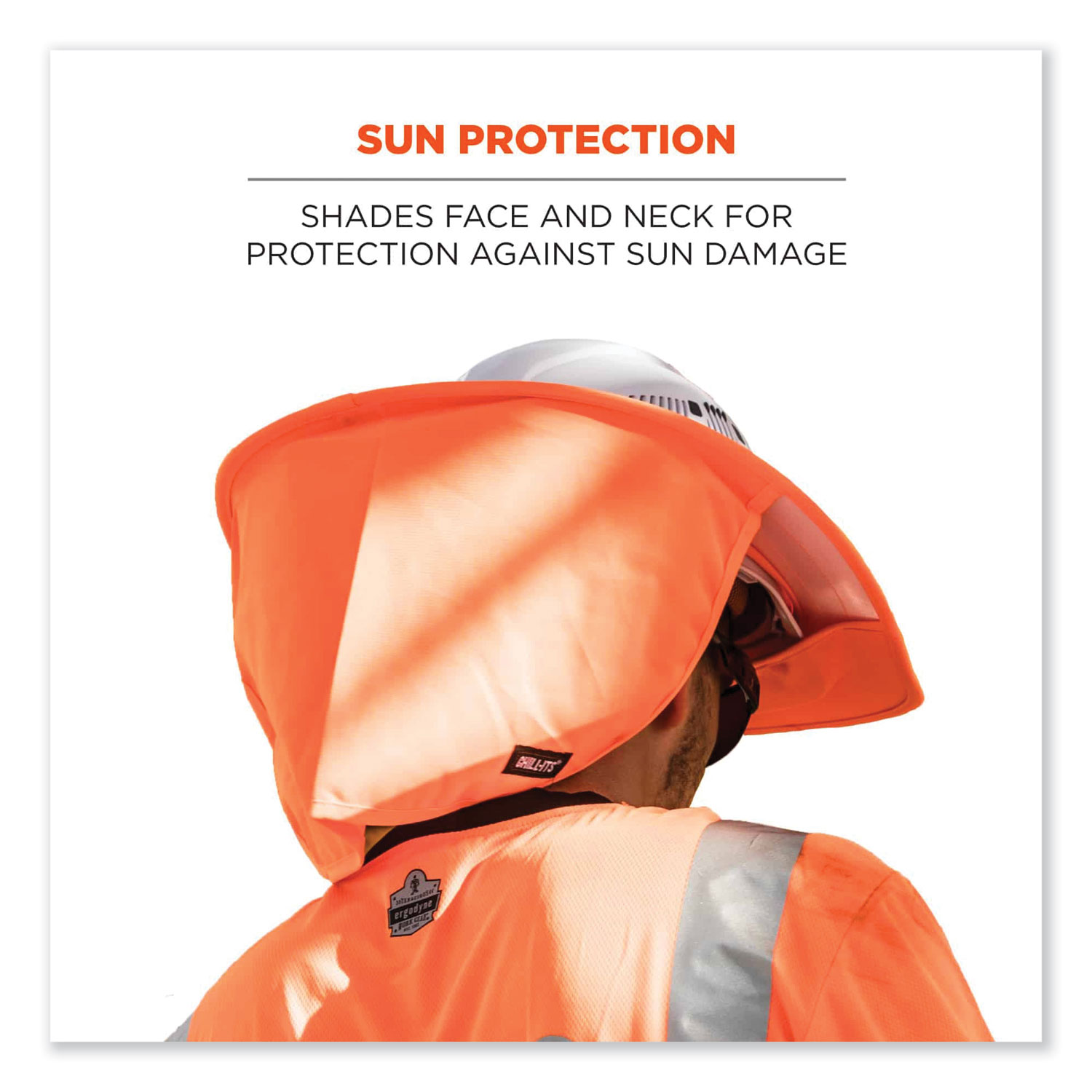 Chill-Its 6660 Hard Hat Brim + Neck Shade, 19.5 x 9.75, Orange