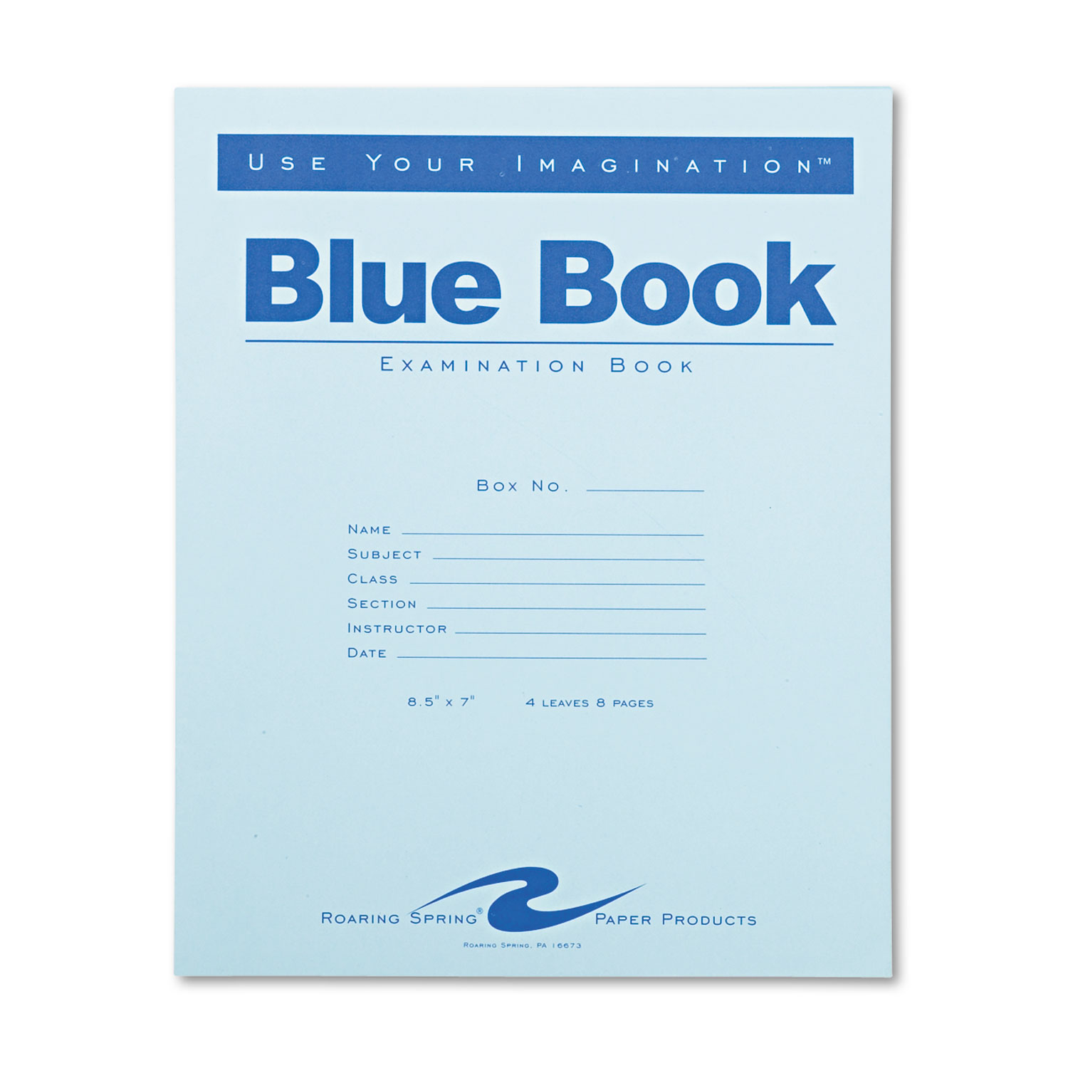  Roaring Spring 77510 Examination Blue Book, Wide/Legal Rule, 8.5 x 7, White, 4 Sheets (ROA77510) 