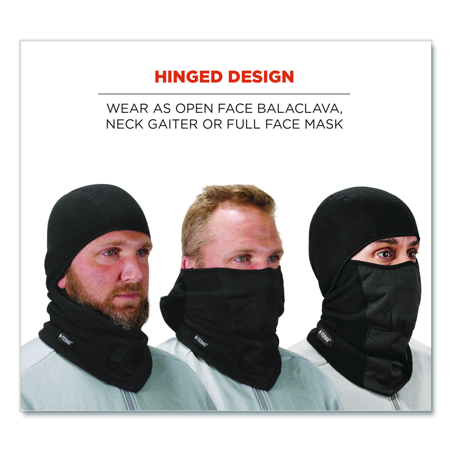 N-Ferno 6823 Hinged Balaclava Face Mask, Fleece, One Size Fits