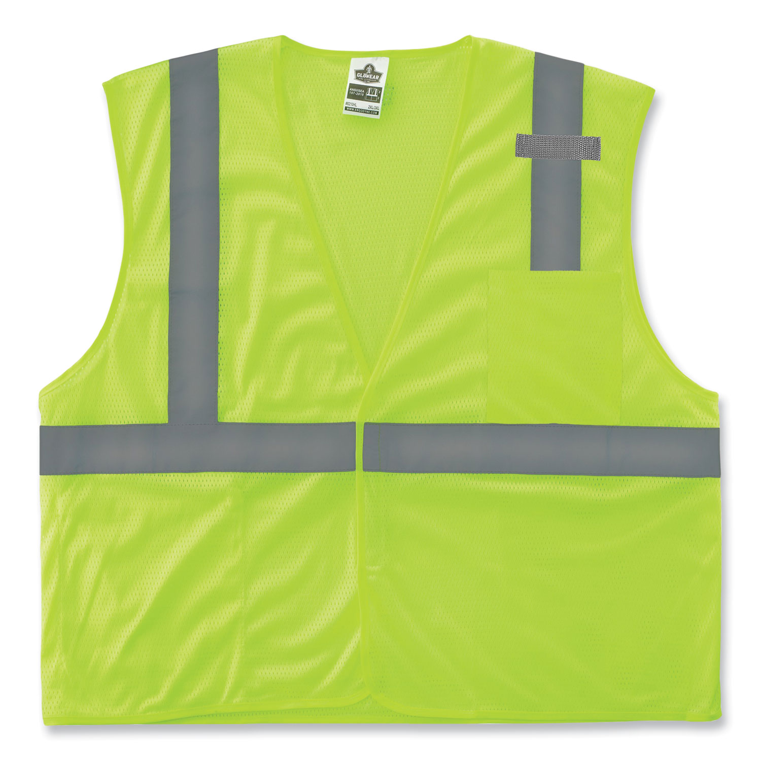 ergodyne® GloWear 8210HL Class 2 Economy Mesh Hook and Loop Vest, Polyester, X-Small, Lime