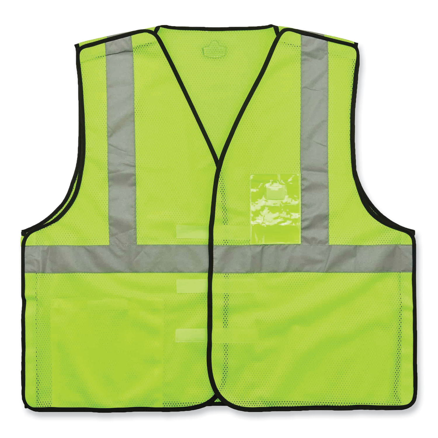 GloWear 8216BA Class 2 Breakaway Mesh ID Holder Vest, Polyester, Small/Medium, Lime