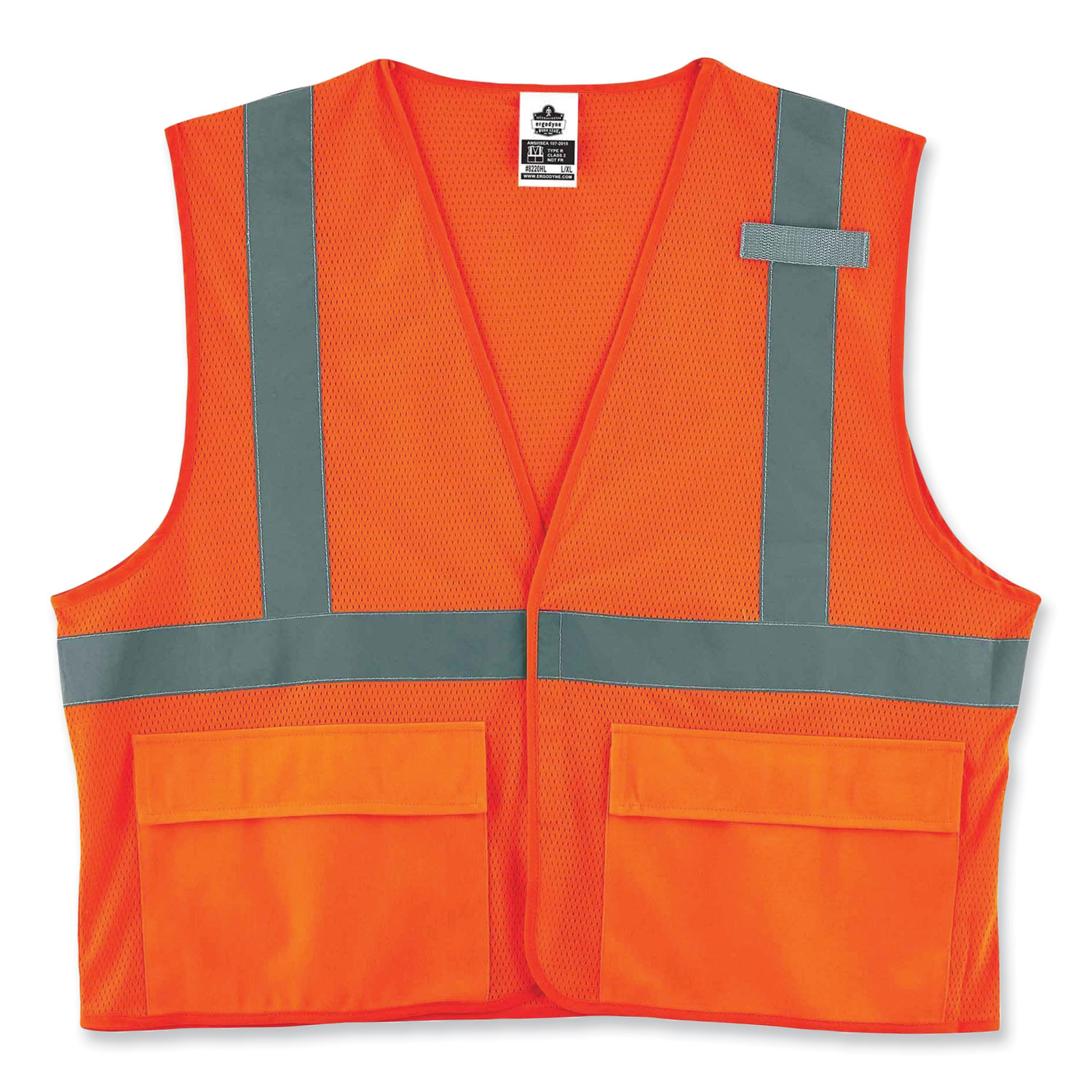 GloWear 8220HL Class 2 Standard Mesh Hook and Loop Vest, Polyester, Small/Medium, Orange