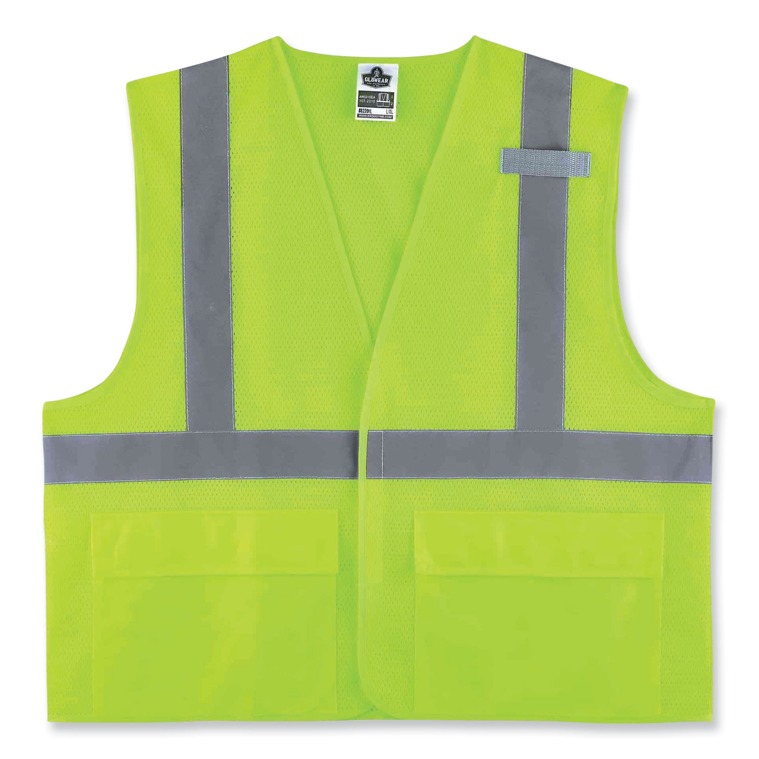 GloWear 8220HL Class 2 Standard Mesh Hook and Loop Vest, Polyester, Large/X-Large, Lime