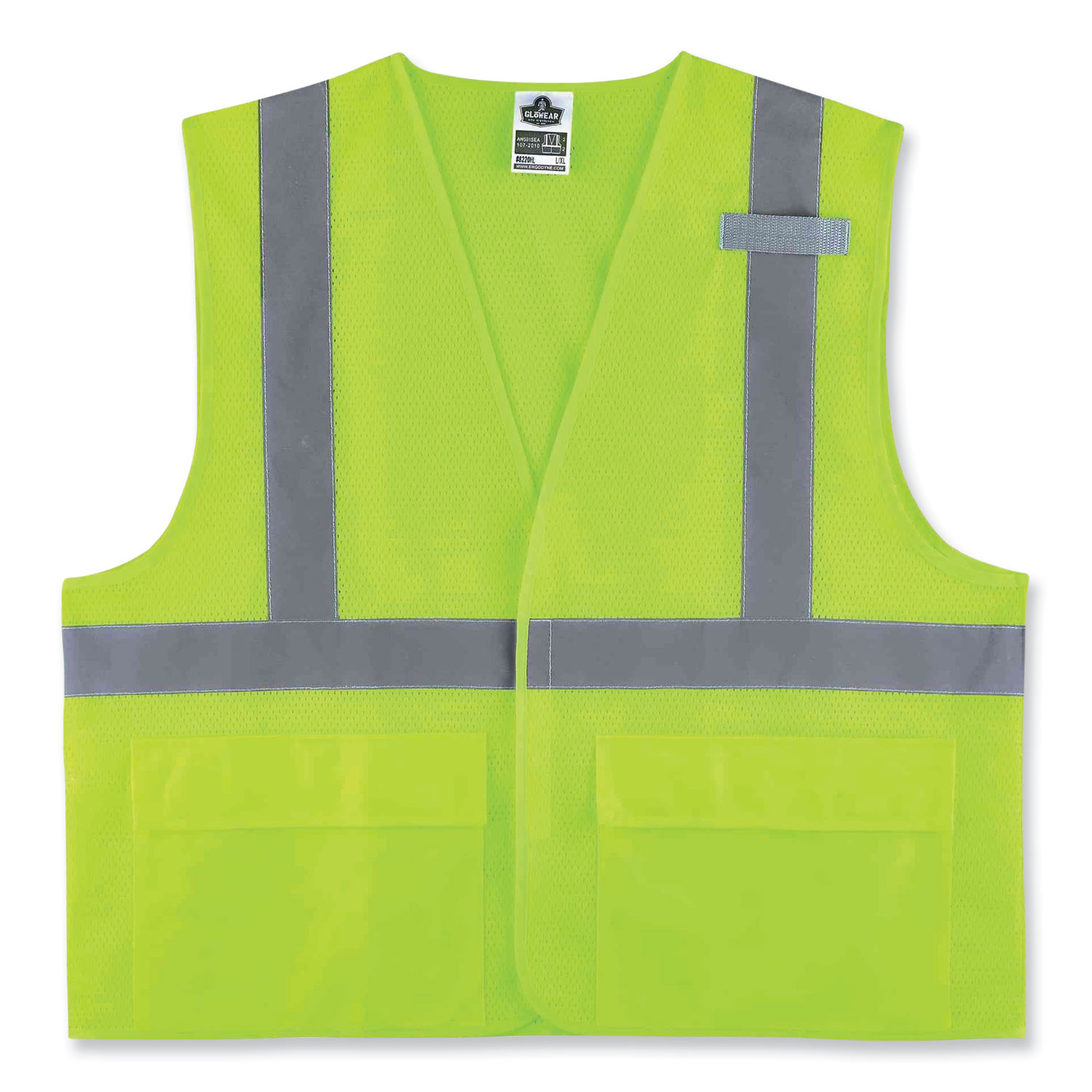 GloWear 8220HL Class 2 Standard Mesh Hook and Loop Vest, Polyester, 2X-Large/3X-Large, Lime