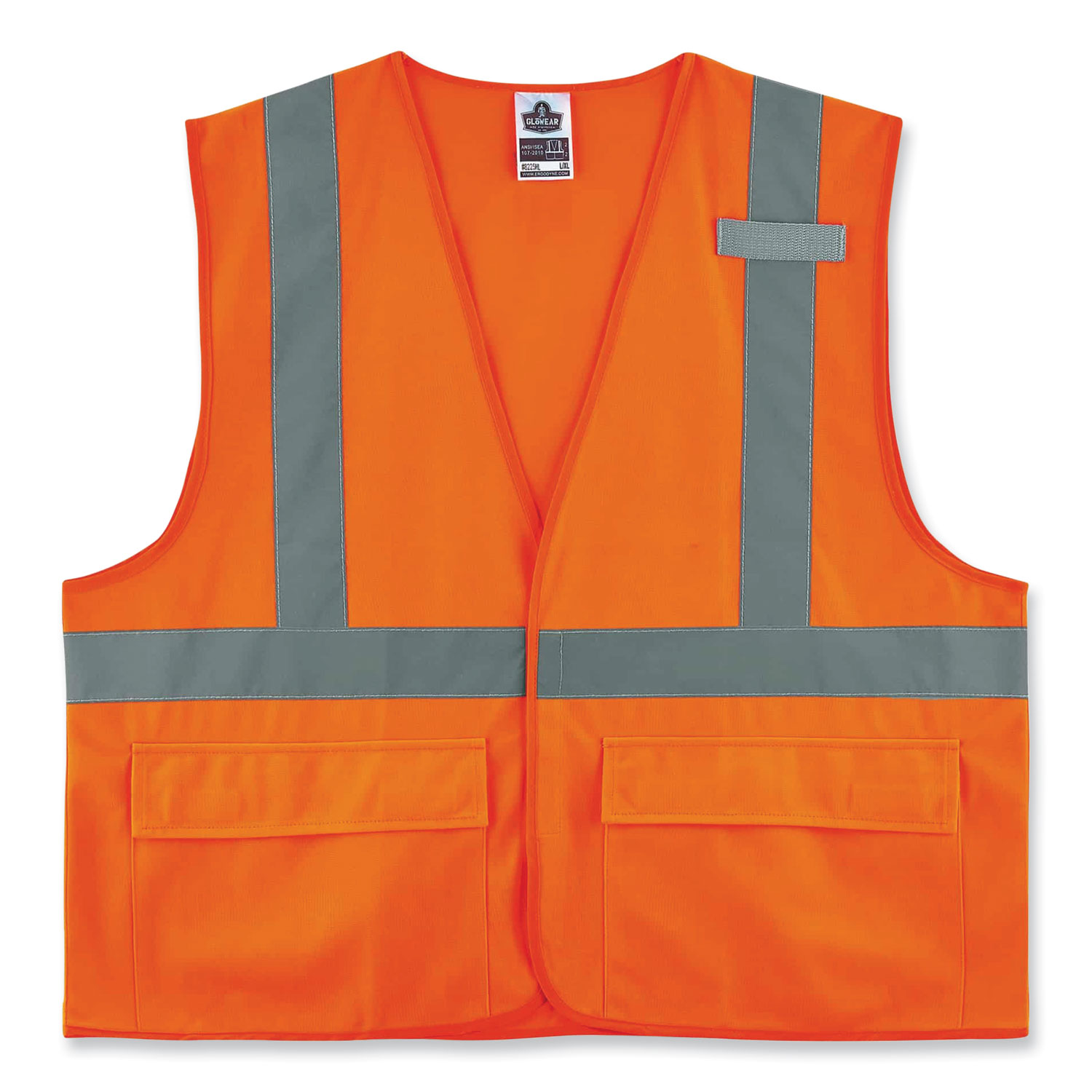 GloWear 8225HL Class 2 Standard Solid Hook and Loop Vest, Polyester, Orange, Large/X-Large