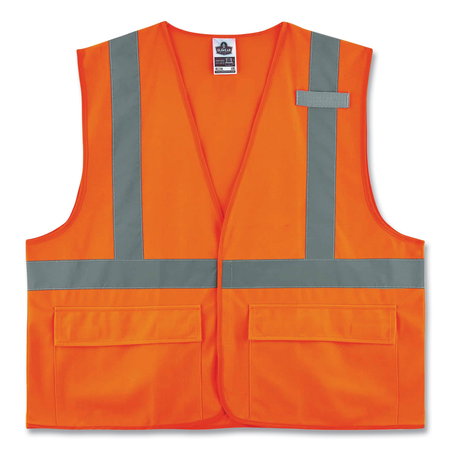 GloWear 8225HL Class 2 Standard Solid Hook and Loop Vest, Polyester, Orange, 2X-Large/3X-Large