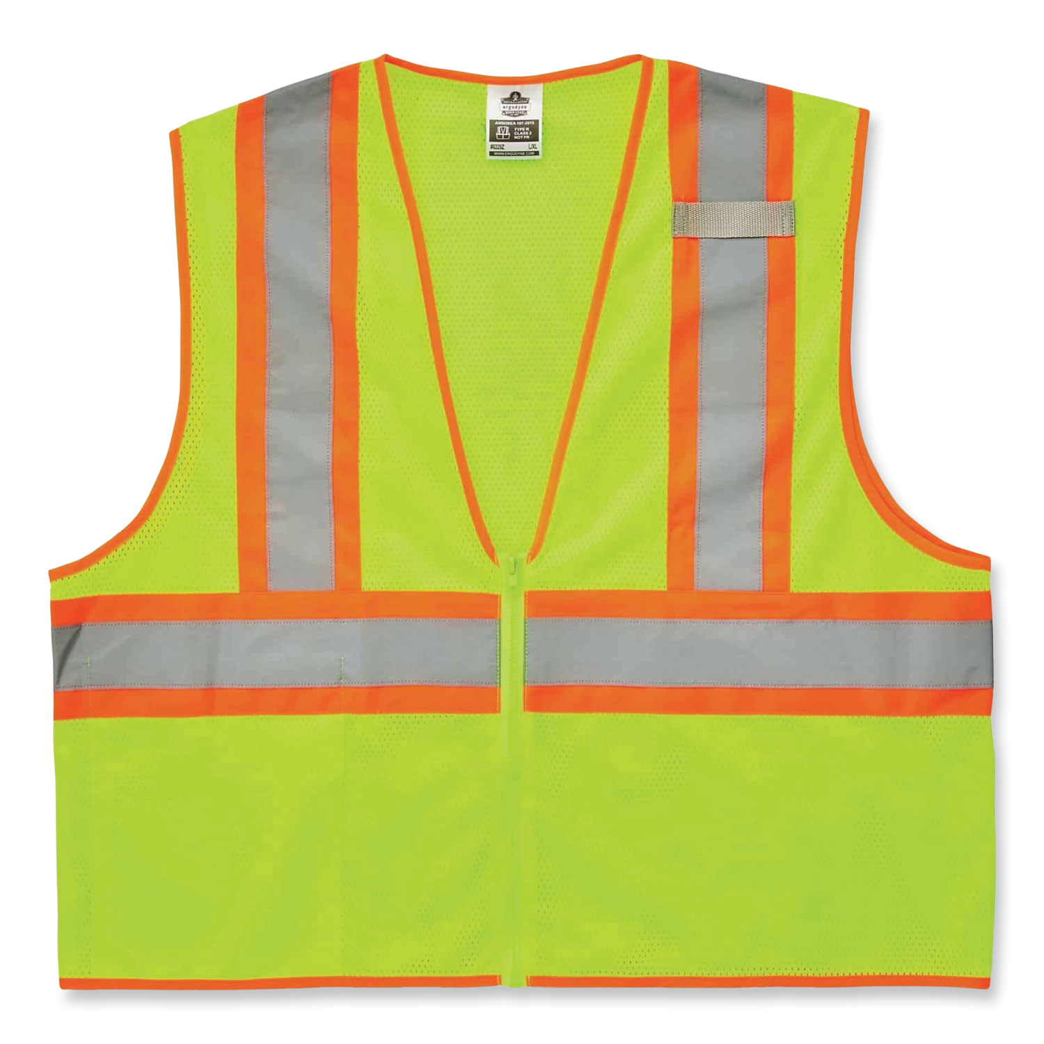 GloWear 8229Z Class 2 Economy Two-Tone Zipper Vest, Polyester, X-Small, Lime