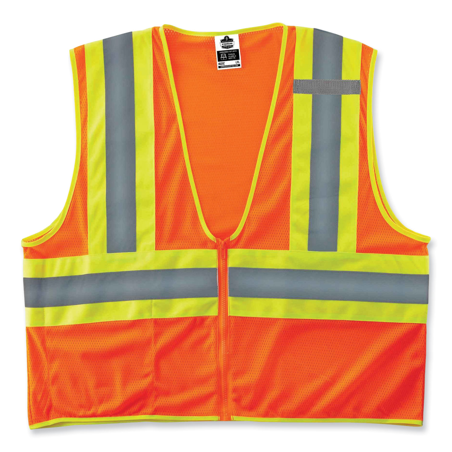 GloWear 8229Z Class 2 Economy Two-Tone Zipper Vest, Polyester, Small/Medium, Orange