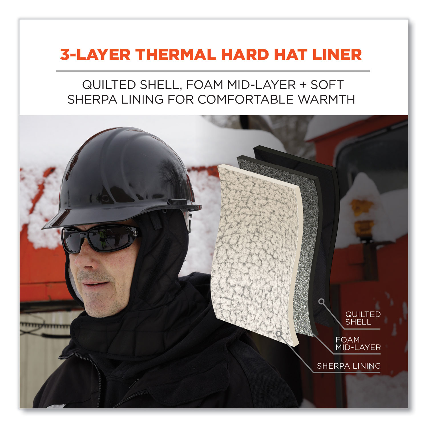 3-Layer Winter hard Hat Liner - Sherpa