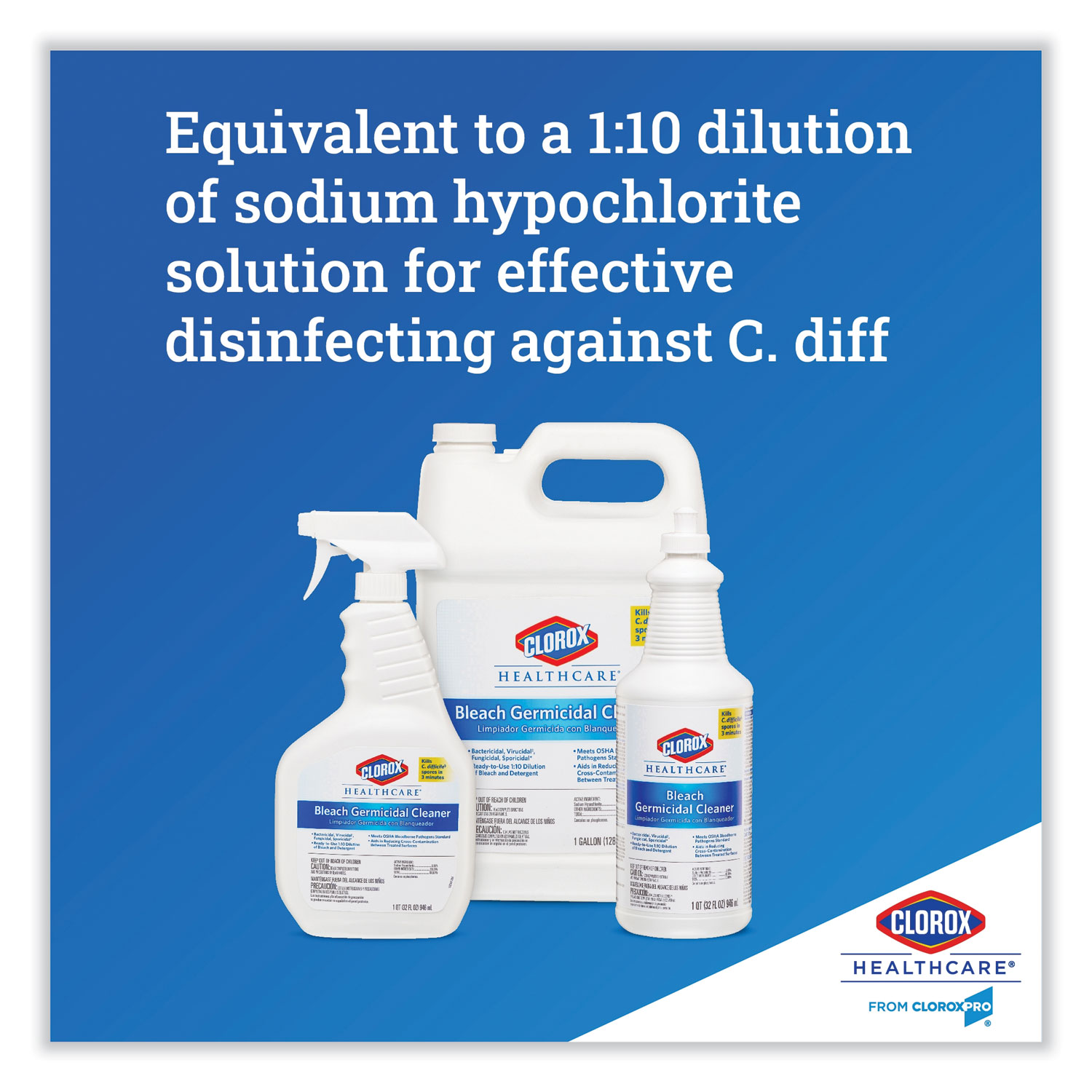 Bleach Germicidal Cleaner, 32 oz Spray Bottle Burris Inc