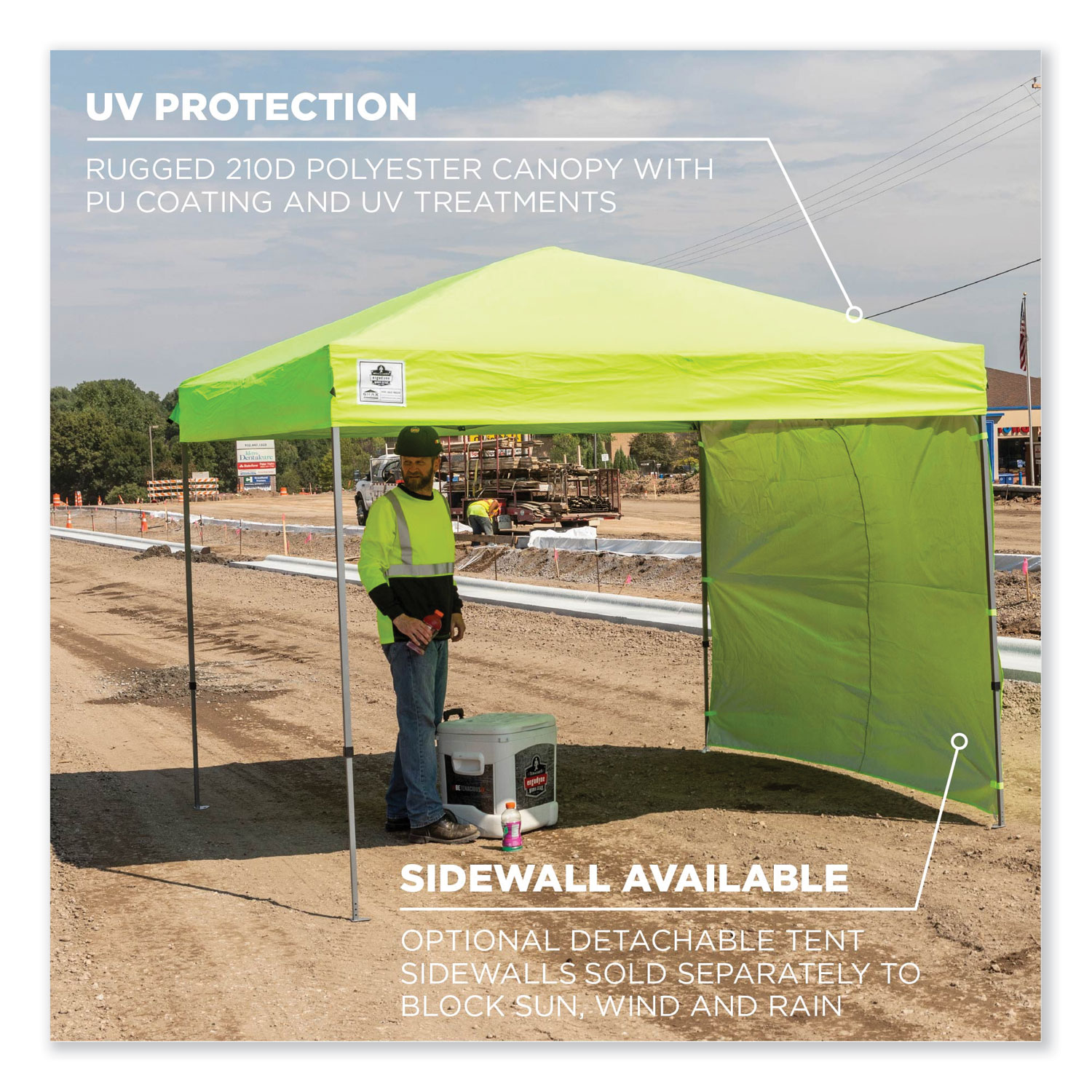 Shax 6010 Lightweight Pop Up Tent Single Skin 10 ft x 10 ft Polyester Steel Lime Louisiana Association for the Blind