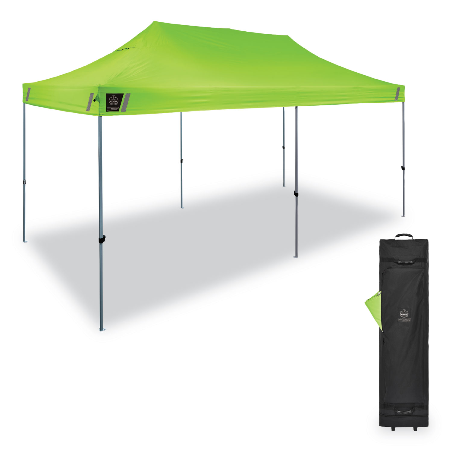 Shax 6015 Heavy-Duty Pop-Up Tent, Single Skin, 10 ft x 20 ft, Polyester/Steel, Lime