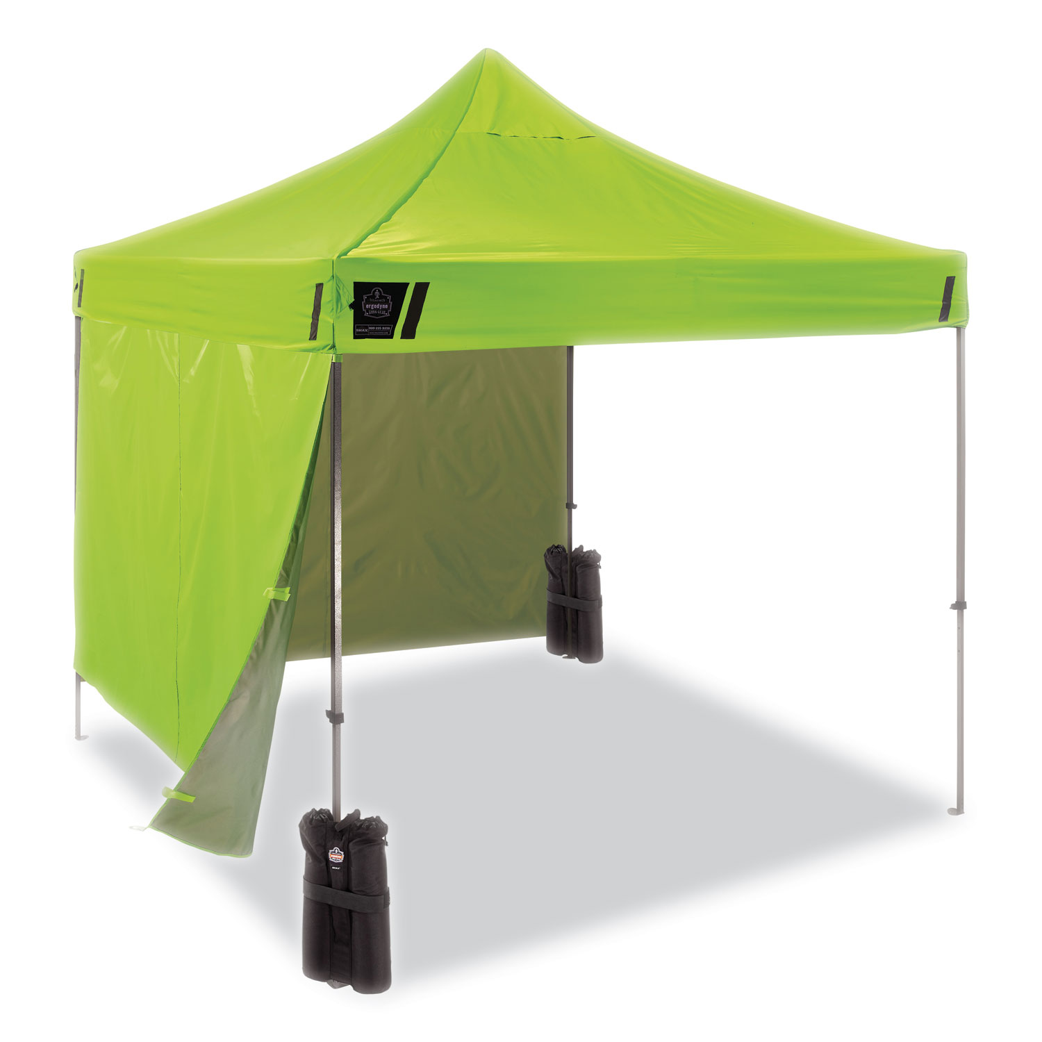 Shax 6051 Heavy-Duty Pop-Up Tent Kit, Single Skin, 10 ft x 10 ft, Polyester/Steel, Lime