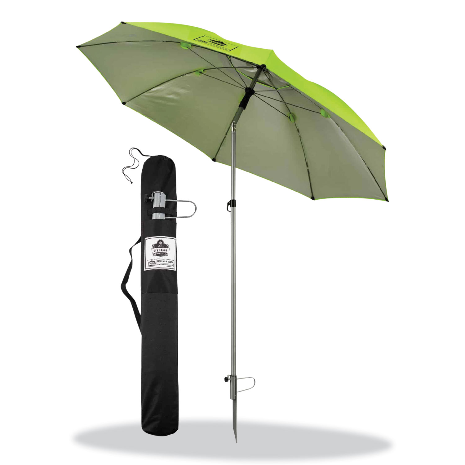 Shax 6100 Lightweight Work Umbrella, 90″ Span, 92.4″ Long, Lime Canopy