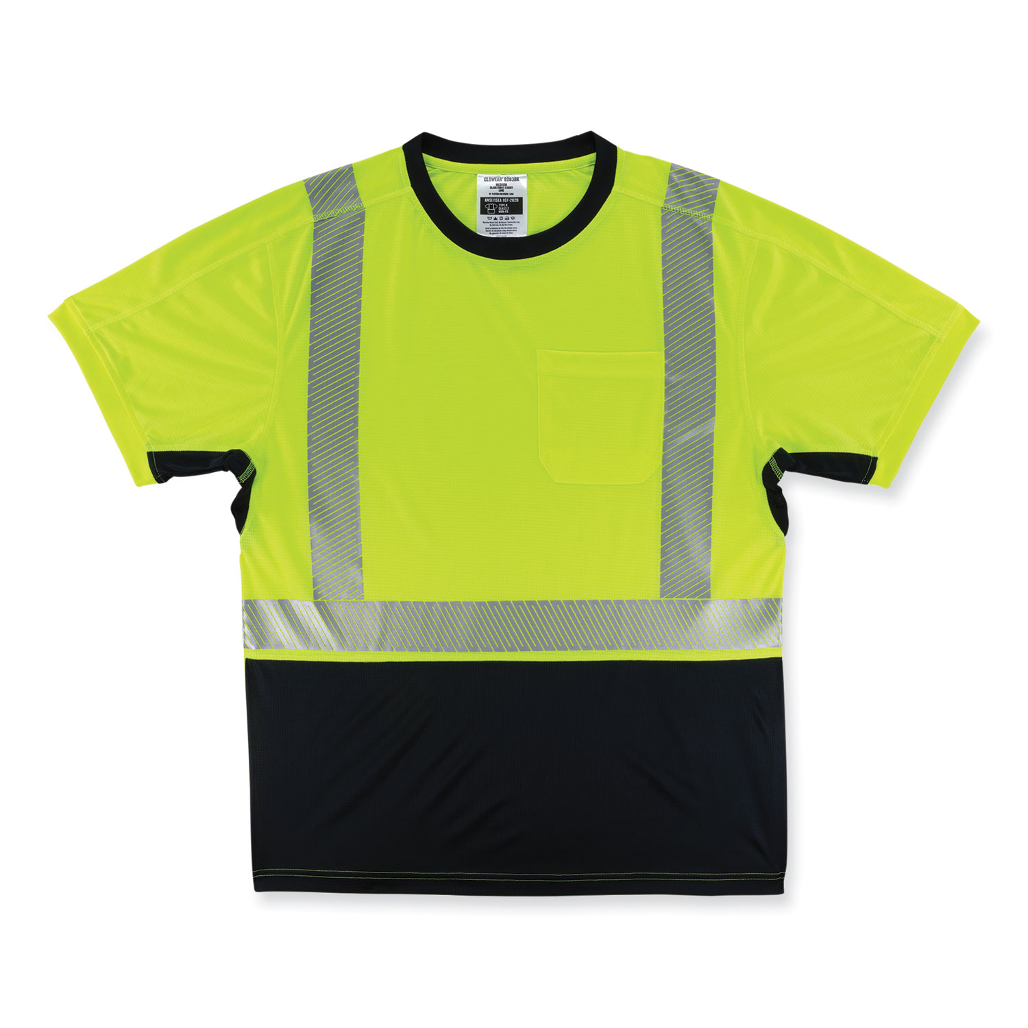 GloWear 8283BK Class 2 Lightweight Performance Hi-Vis T-Shirt, Polyester, Large, Lime