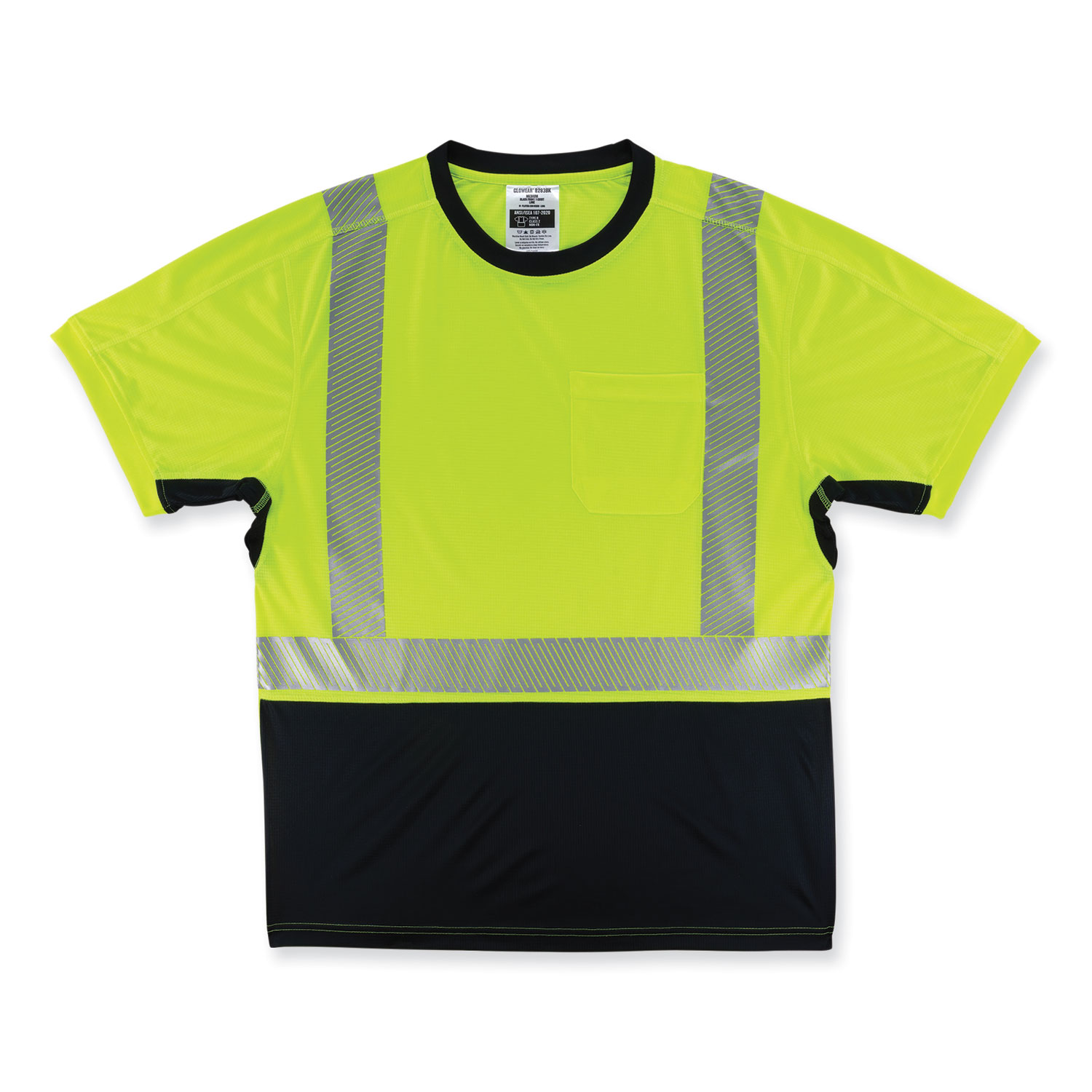 GloWear 8283BK Class 2 Lightweight Performance Hi-Vis T-Shirt, Polyester, X-Large, Lime