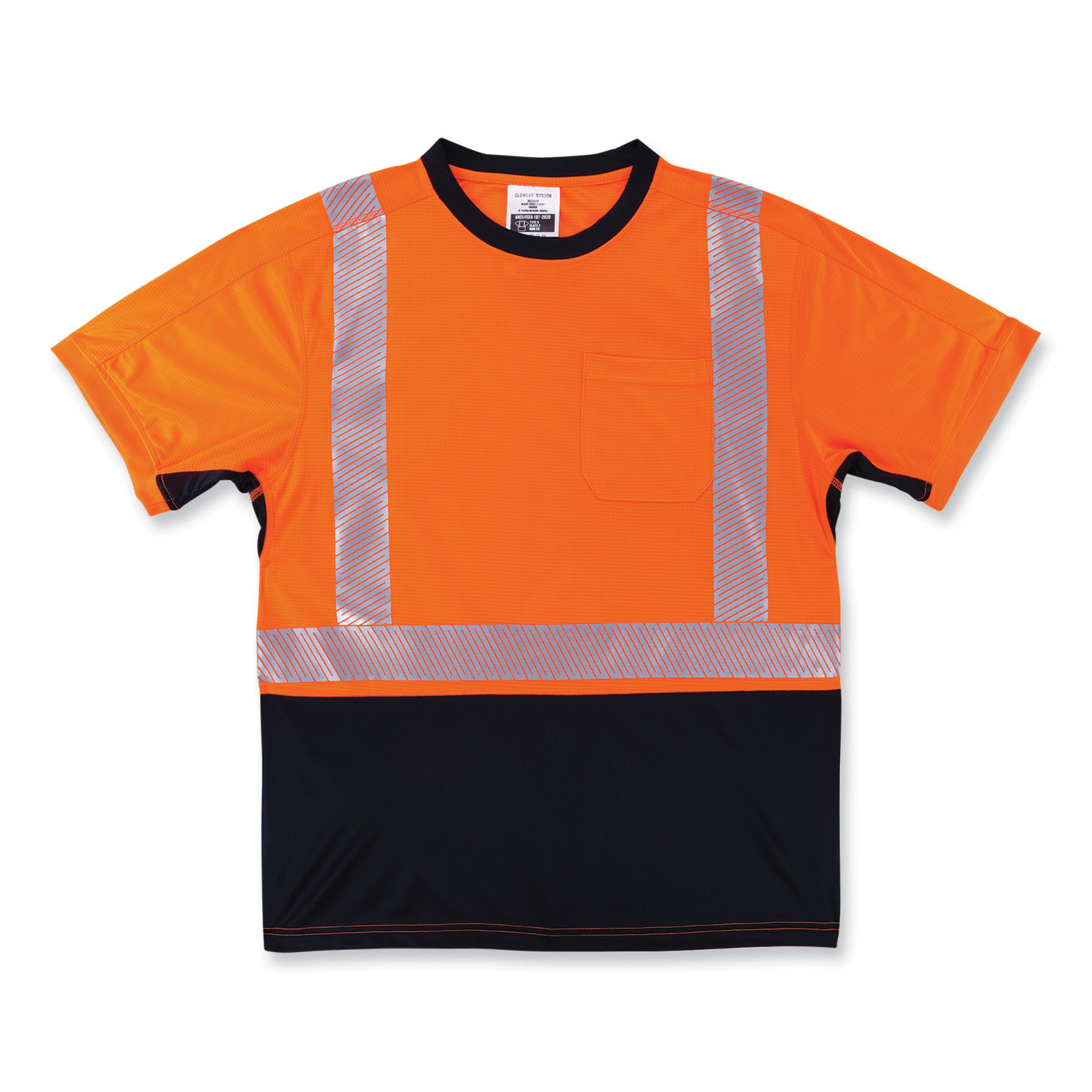 GloWear 8283BK Class 2 Lightweight Performance Hi-Vis T-Shirt, Polyester, Medium, Orange