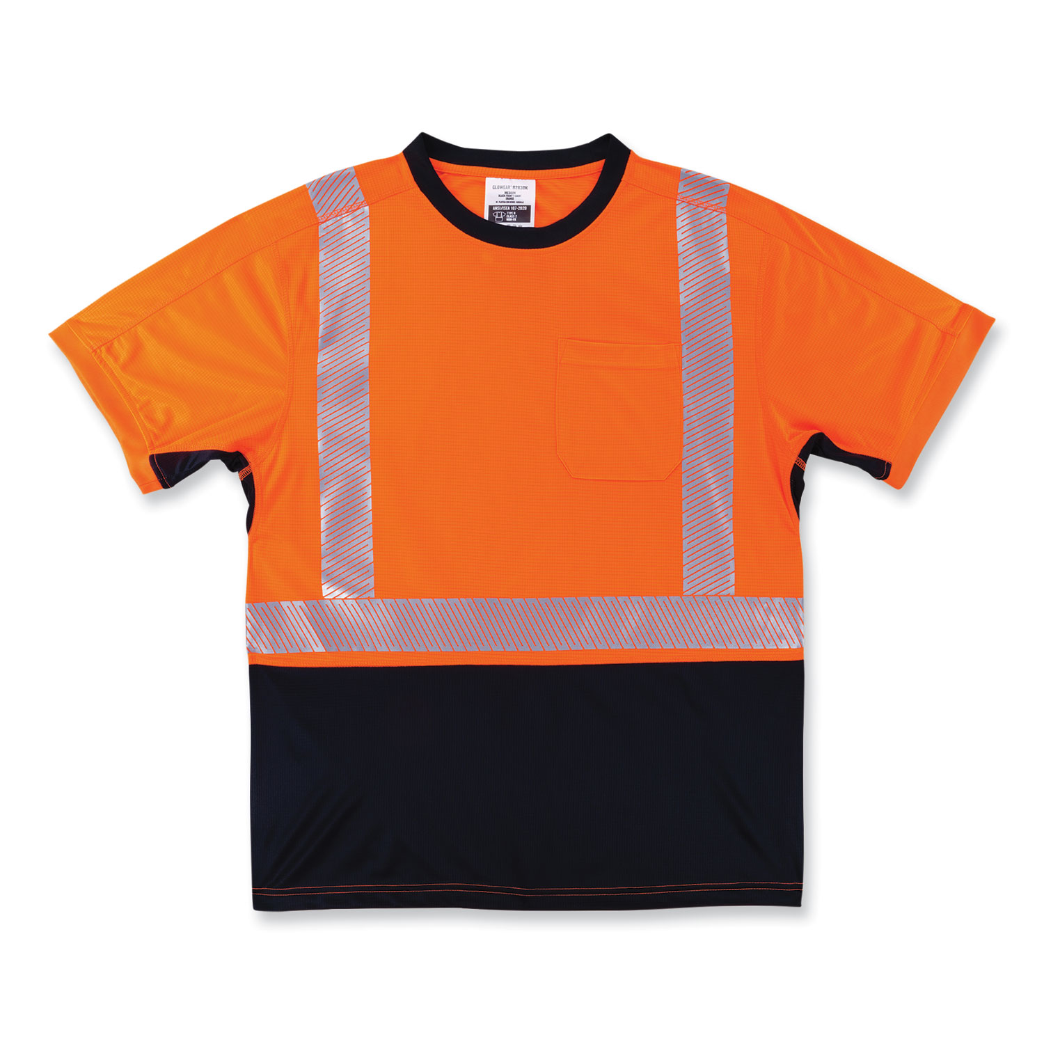 GloWear 8283BK Class 2 Lightweight Performance Hi-Vis T-Shirt, Polyester, 3X-Large, Orange