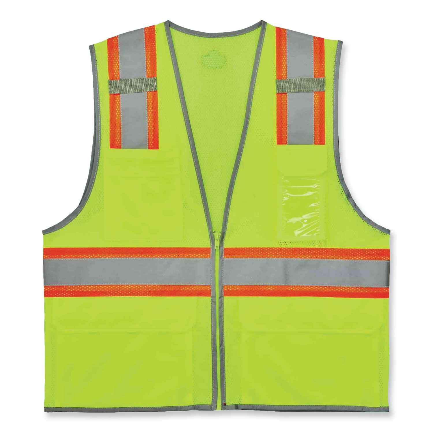 ergodyne® GloWear 8246Z Class 2 Two-Tone Mesh Reflective Binding Zipper Vest, Polyester, Large/X-Large, Lime