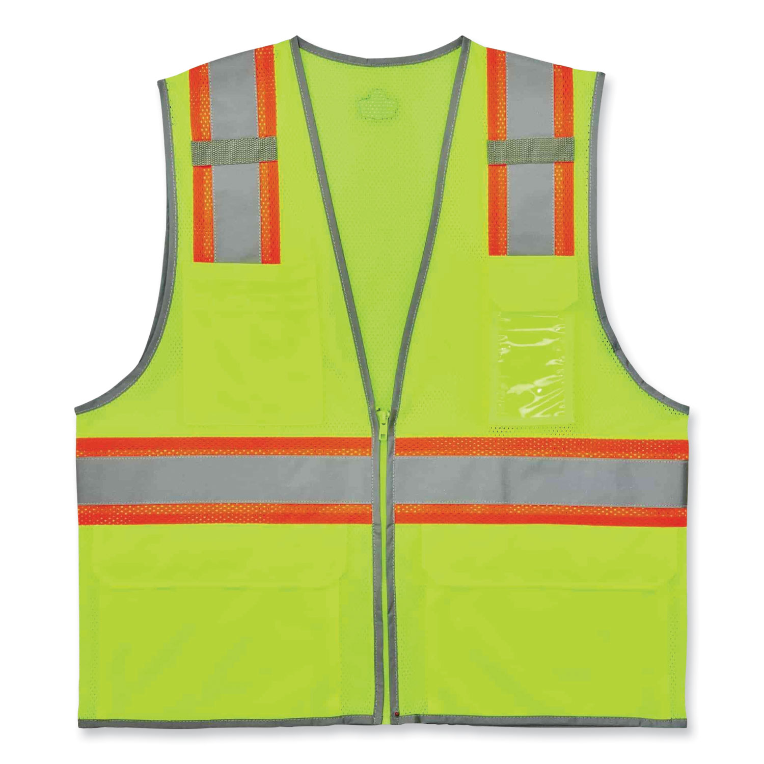 ergodyne® GloWear 8246Z Class 2 Two-Tone Mesh Reflective Binding Zipper Vest, Polyester, 2X-Large/3X-Large, Lime