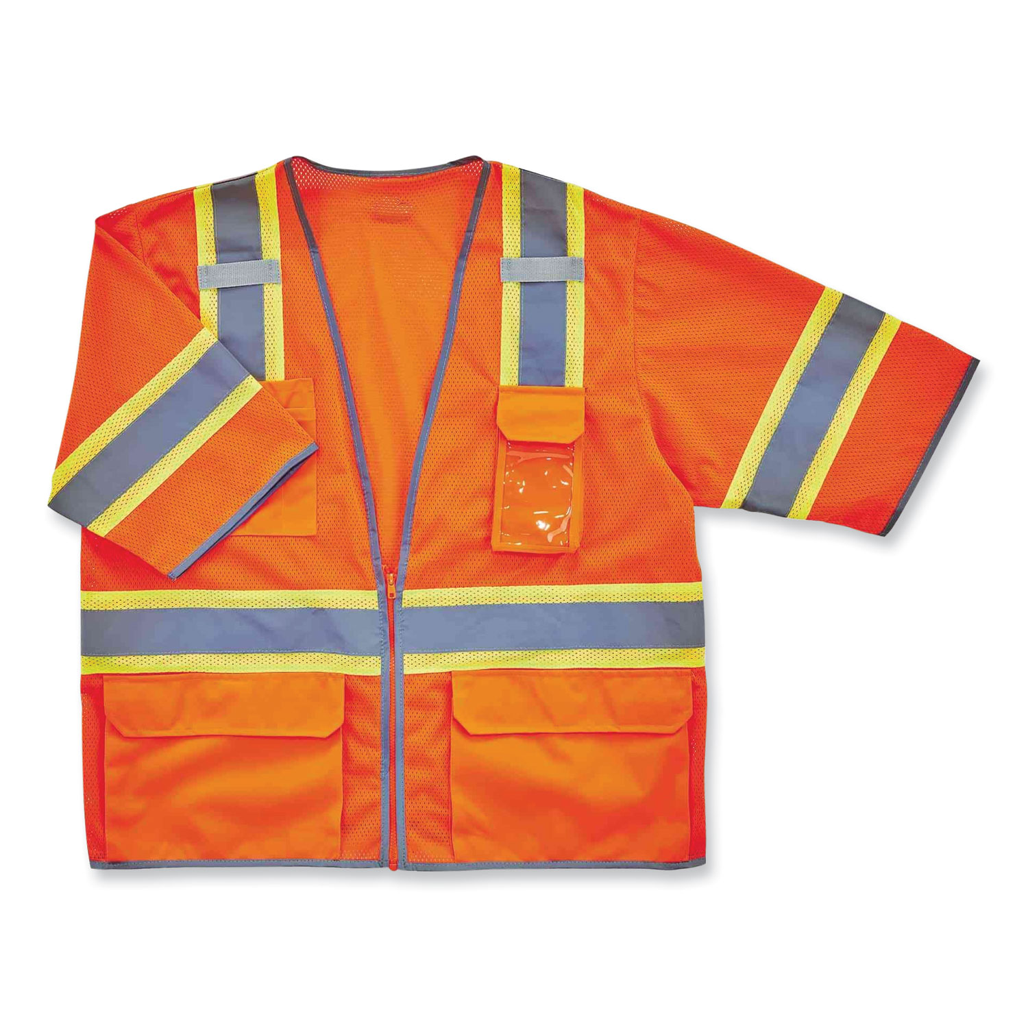 GloWear 8346Z Class 3 Two-Tone Hi-Vis Surveyor Zipper Vest, Large/X-Large, Orange