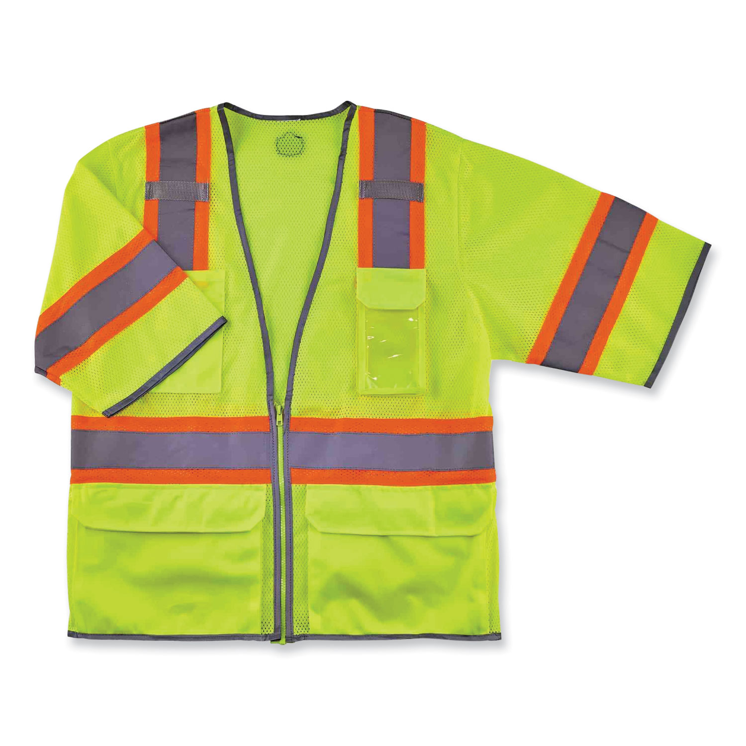 GloWear 8346Z Class 3 Two-Tone Hi-Vis Surveyor Zipper Vest, 4X-Large/5X-Large, Lime