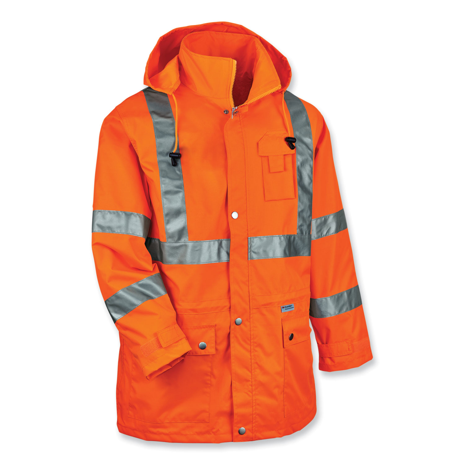 GloWear 8365 Class 3 Hi-Vis Rain Jacket, Polyester, Small, Orange