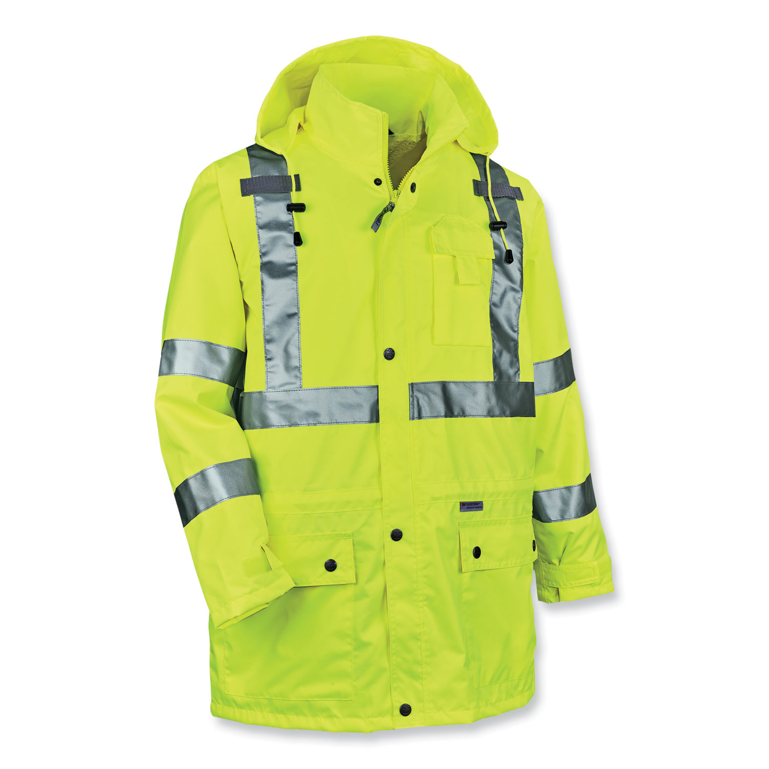 GloWear 8365 Class 3 Hi-Vis Rain Jacket, Polyester, Small, Lime