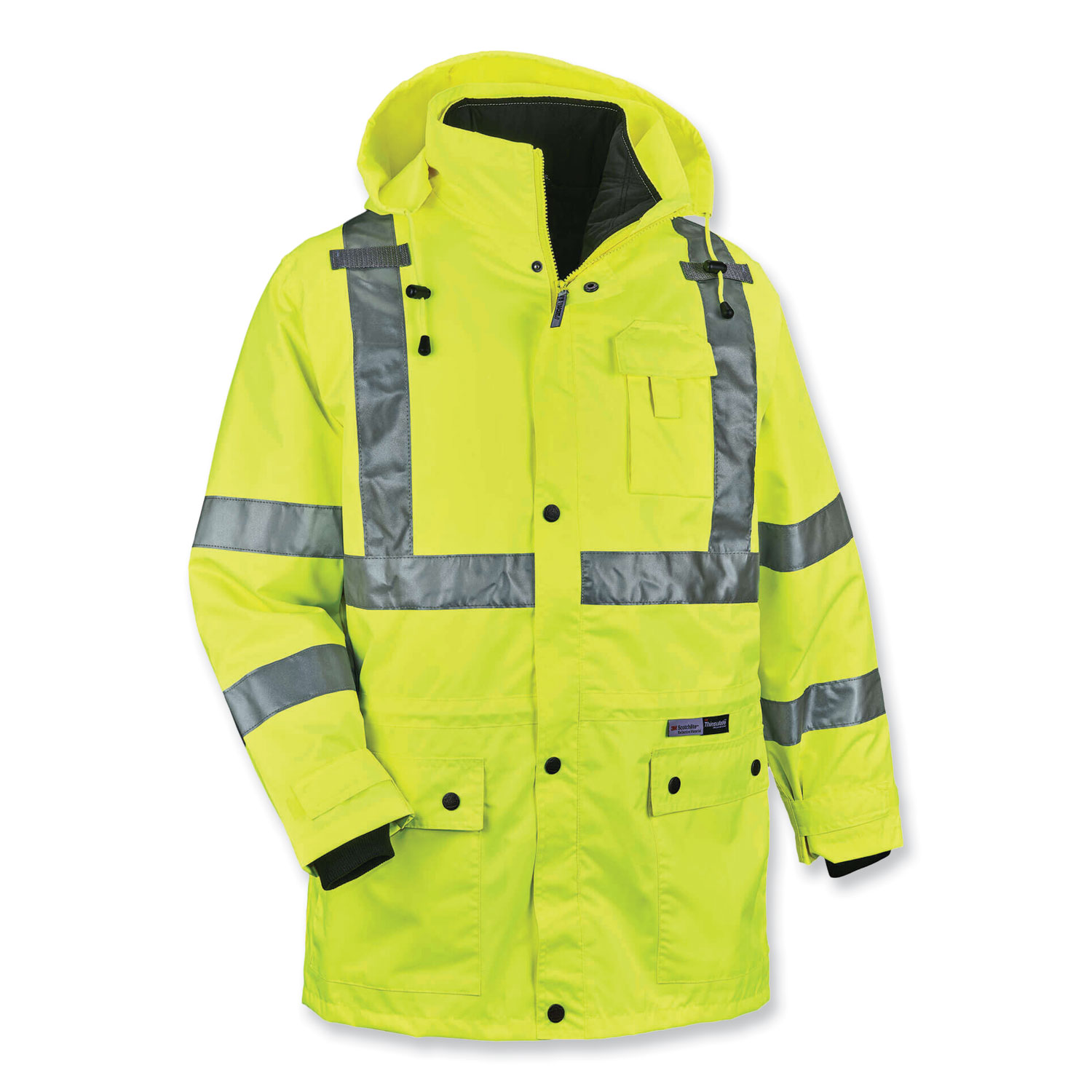 ergodyne® GloWear 8385 Class 3 Hi-Vis 4-in-1 Jacket, Medium, Lime