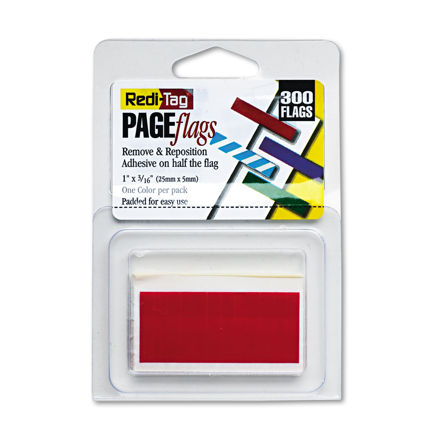  Redi-Tag 20022 Removable/Reusable Page Flags, Red, 300/Pack (RTG20022) 