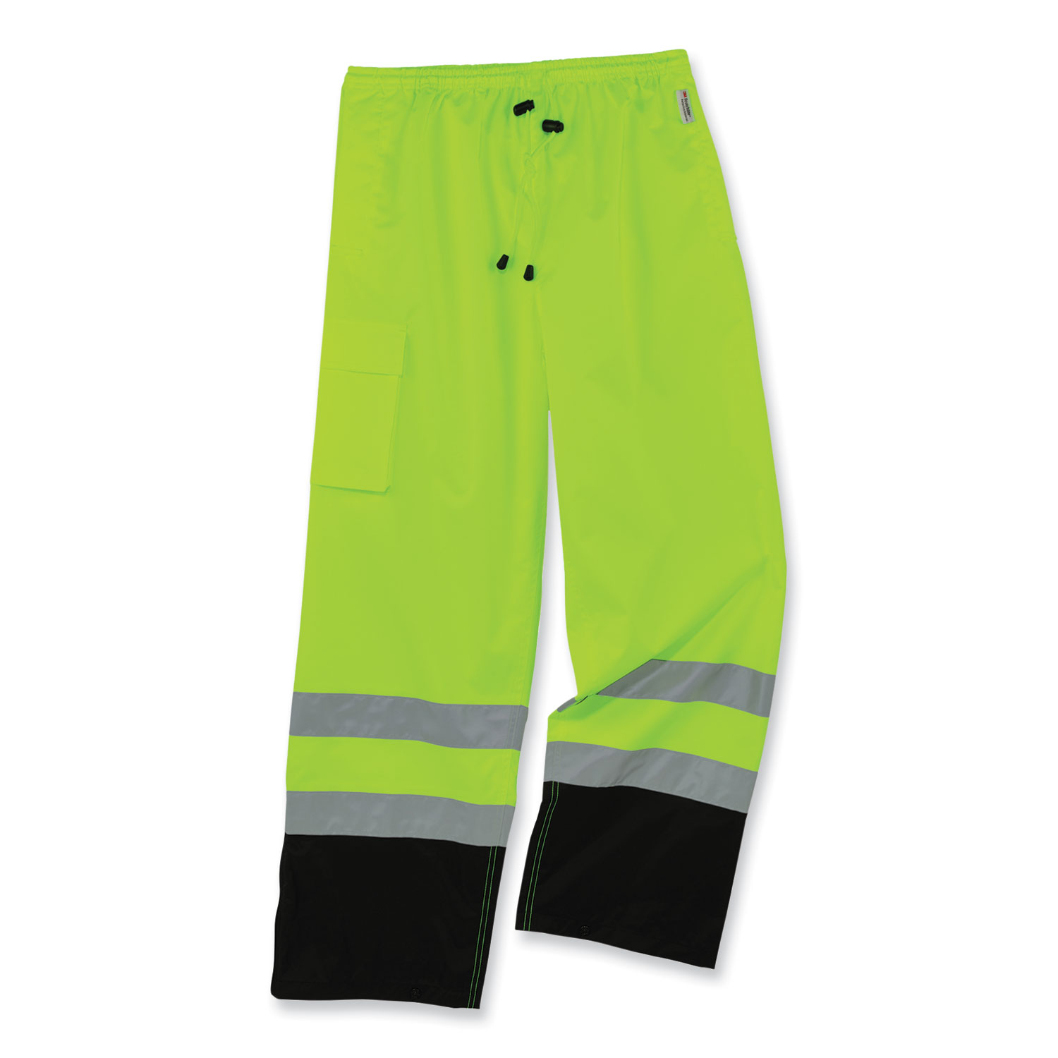 ergodyne® GloWear 8915BK Class E Hi-Vis Rain Pants Black Bottom, Small, Lime