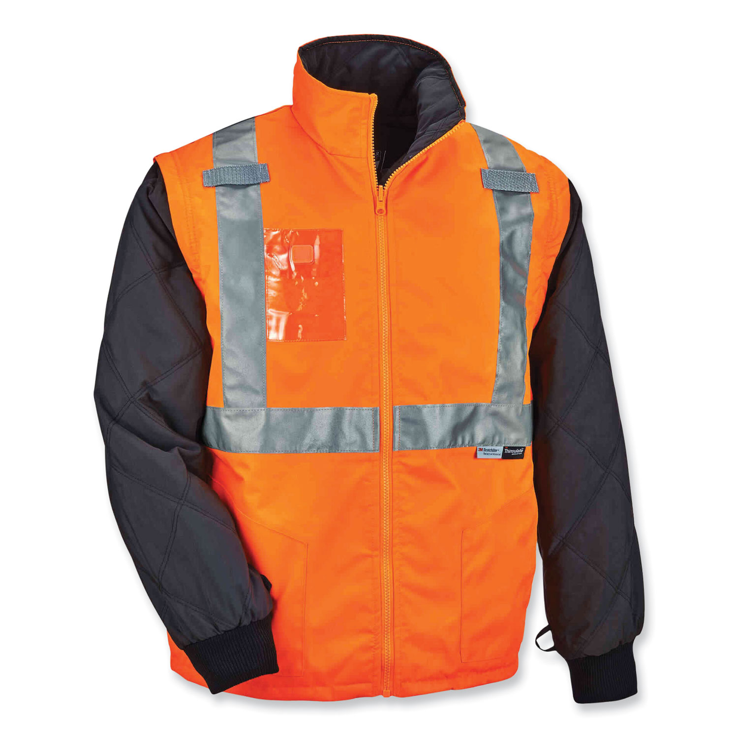 ergodyne® GloWear 8287 Class 2 Hi-Vis Jacket with Removable Sleeves, 3X-Large, Orange