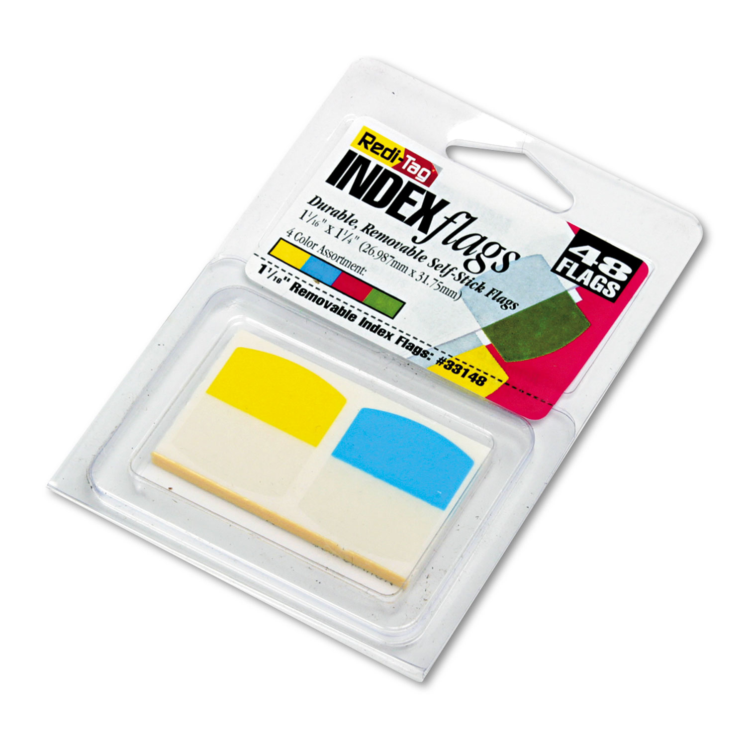 Write-On Self-Stick Index Tabs, 1 1/16 Inch, 4 Colors, 48/Pack