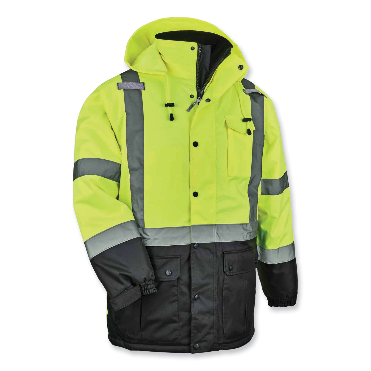 ergodyne® GloWear 8384 Class 3 Hi-Vis Quilted Thermal Parka, Medium, Lime