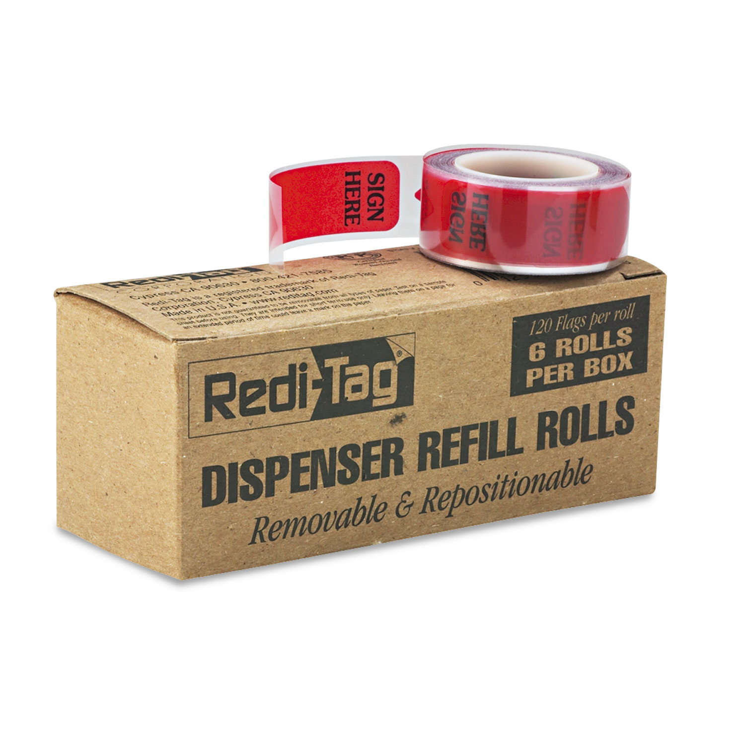 Redi-Tag 91012 Arrow Message Page Flag Refills, Sign Here, 6 Rolls of 120 Flags/Box (RTG91012) 
