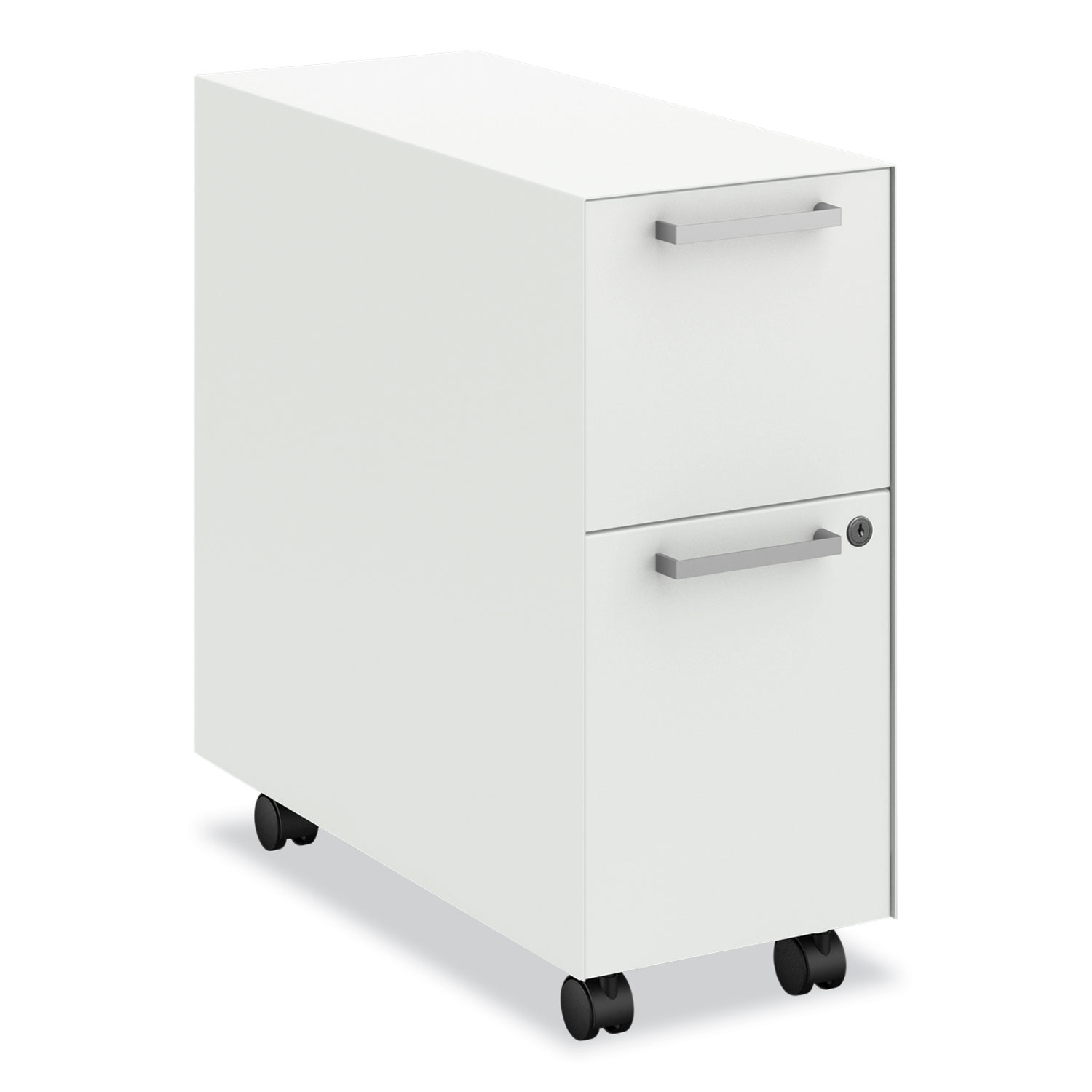 Fuse Mobile Slim Pedestal File, Left/Right, 2-Drawers: Box/File, Letter, Designer White, 10 x 23.25 x 21