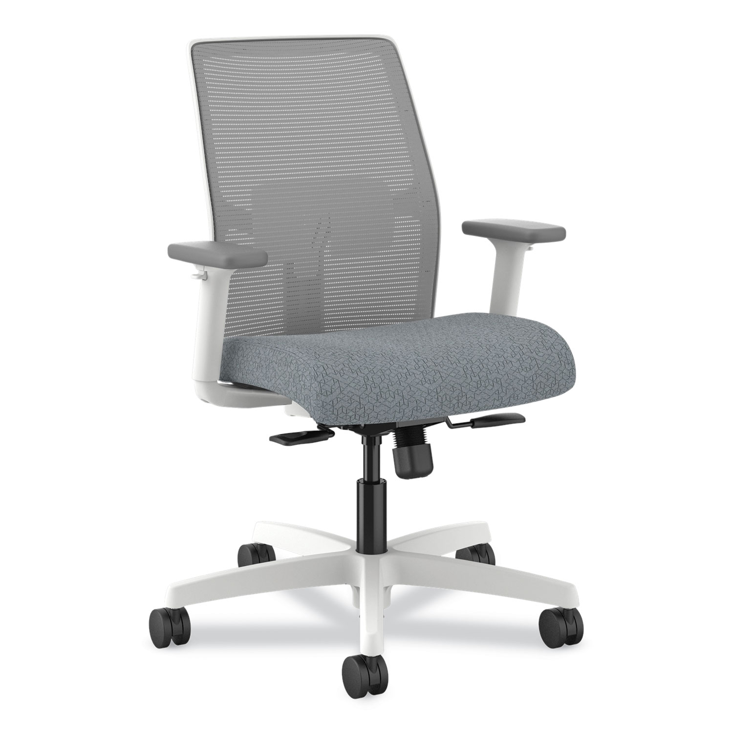 HON® Ignition 2.0 Mid-Back Mesh Task Chair, Posture Lock, Up to 300lb, Basalt Seat, Fog Back/White Base