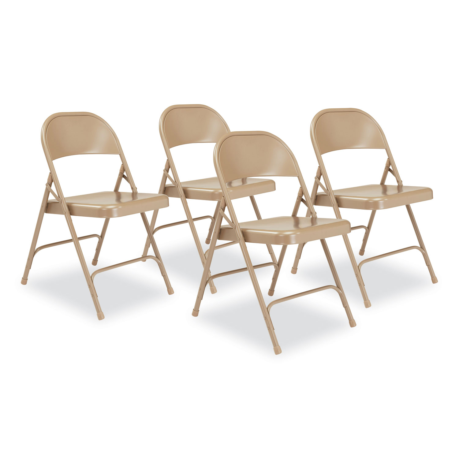 NPS® 50 Series All-Steel Folding Chair, Supports Up to 500 lb, 16.75 Seat Height, Beige Seat, Beige Back, Beige Base, 4/Carton