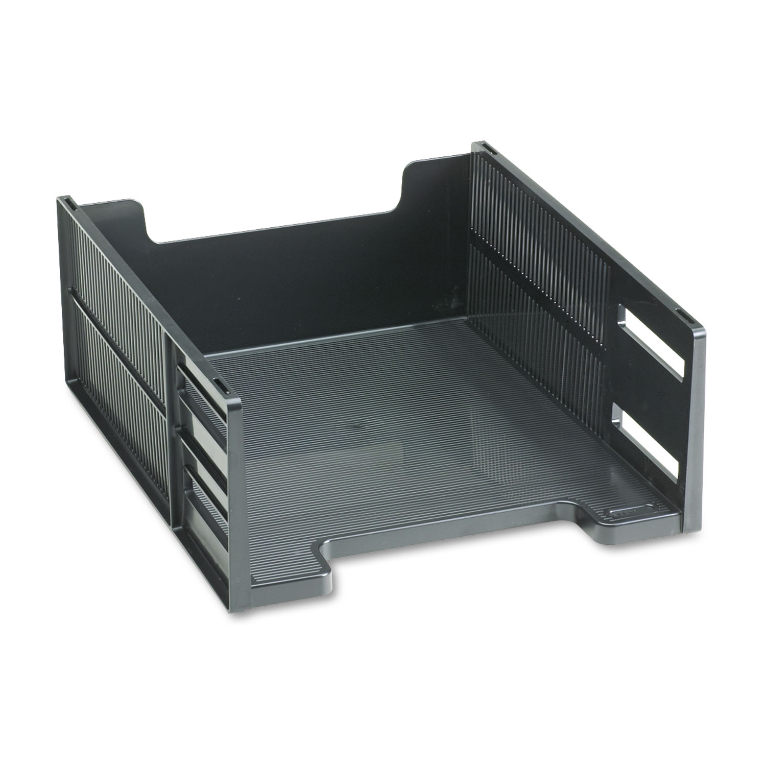 Stackable High Capacity Front Load Letter Tray, Polystyrene, Ebony