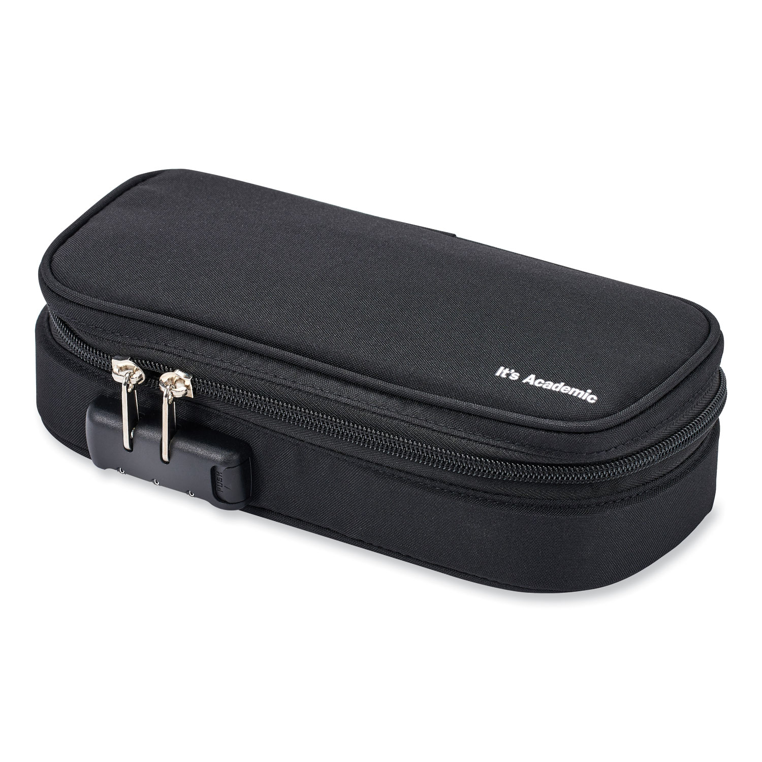 Bostitch® It's Academic Locking Pencil Case, 2 Compartments, 4.75 x 2.5 x 2.5, Black, 2/Pack