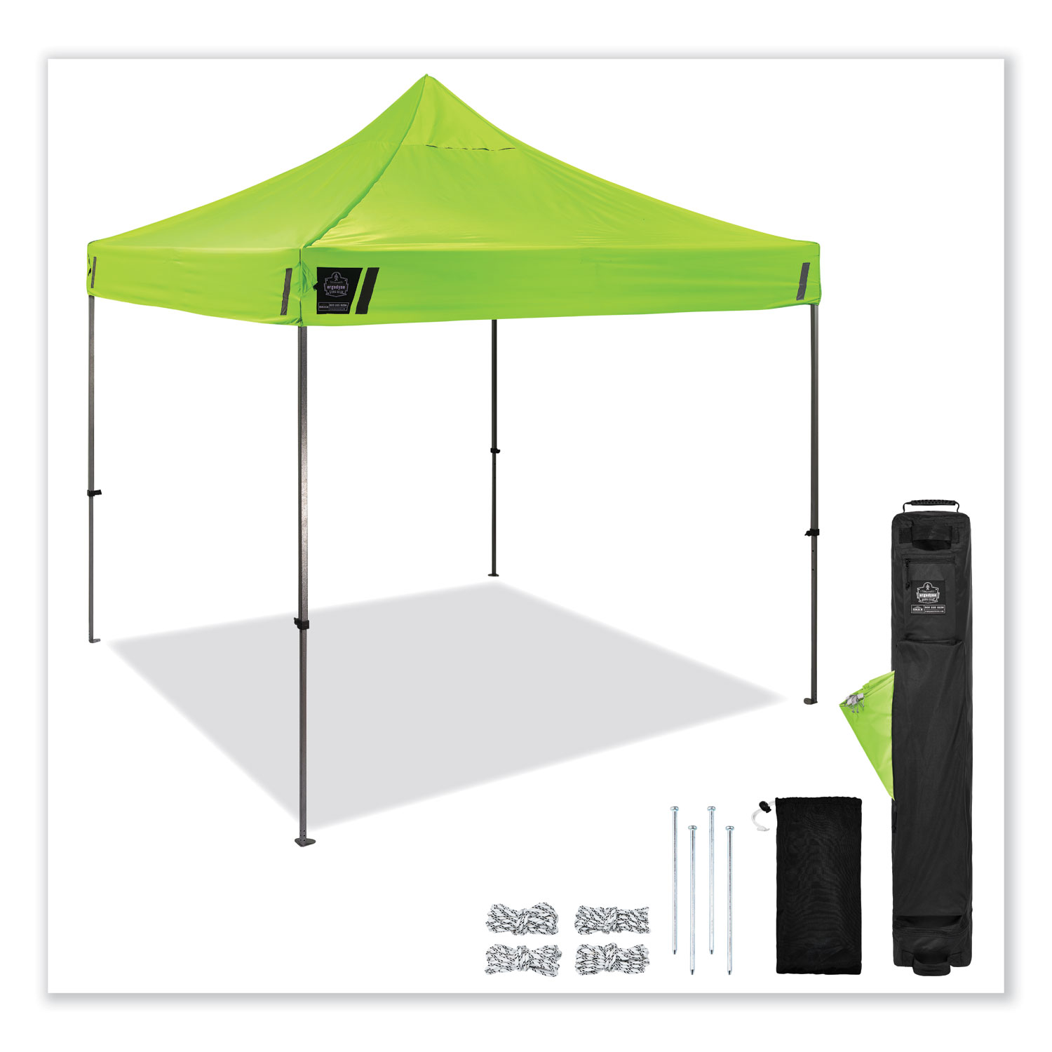 ergodyne® Shax 6000 Heavy-Duty Pop-Up Tent, Single Skin, 10 ft x 10 ft, Polyester/Steel, Lime